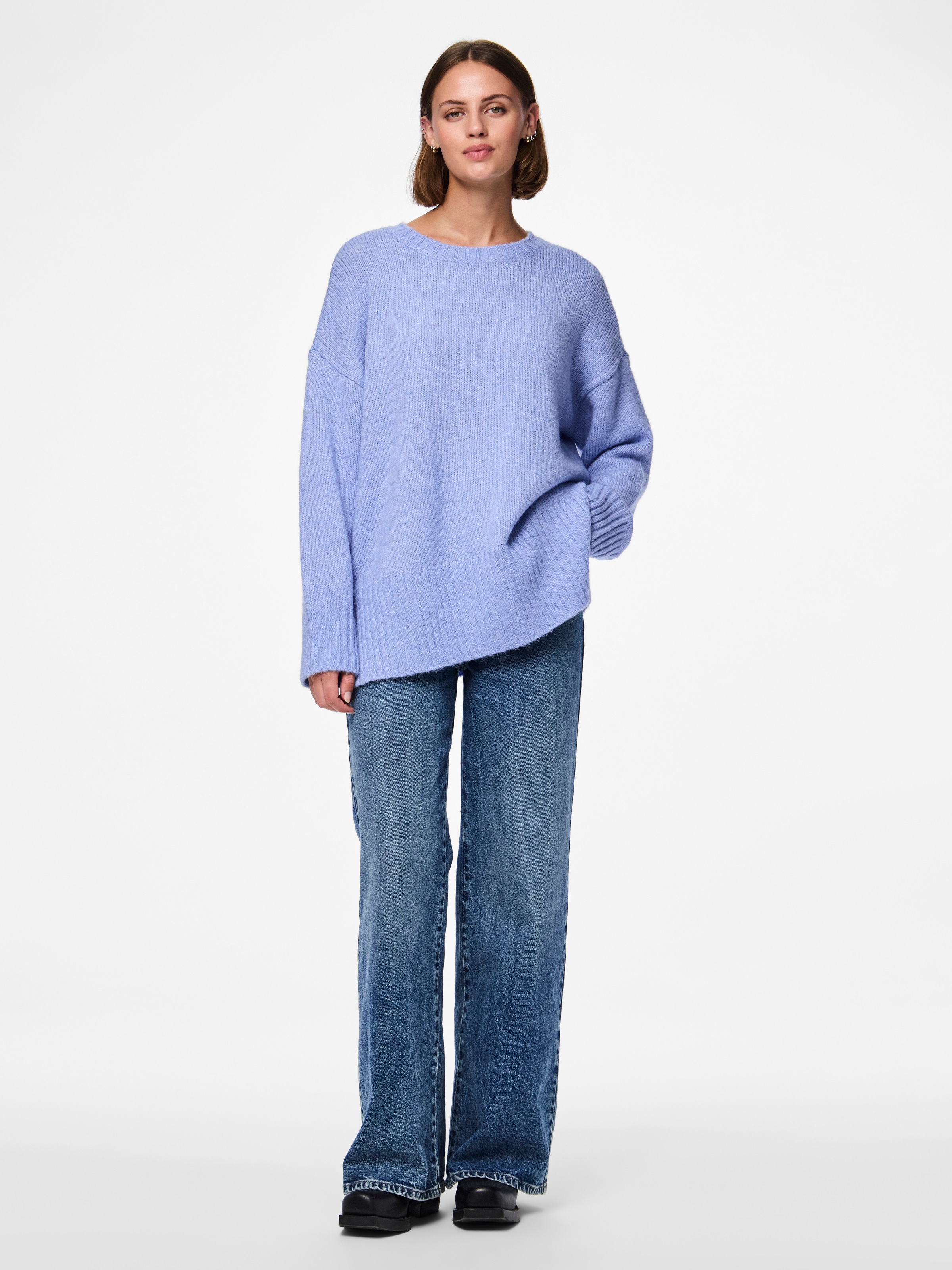 pieces Rundhalspullover »PCNANCY LS LOOSE O-NECK KNIT NOOS BC«, Oversized