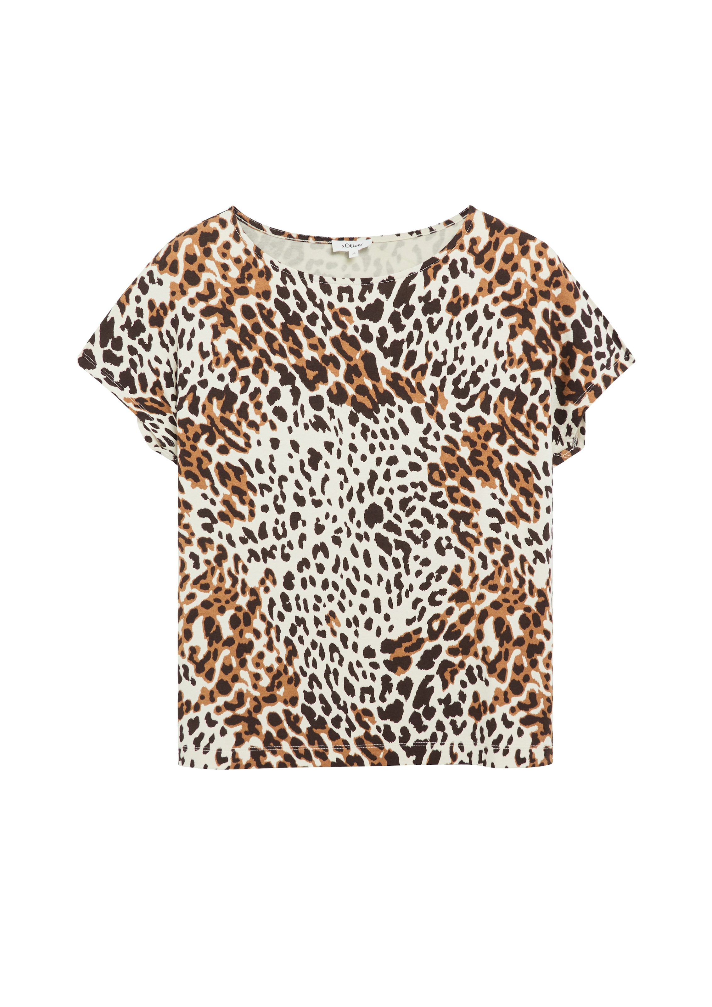 s.Oliver Kurzarmshirt Sommershirt mit grafischem Muster aus Viskose/Stretch