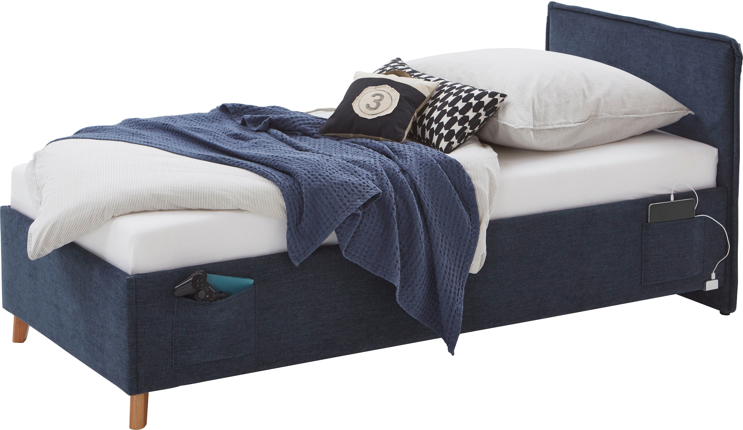 meise.möbel Kinderbett »FUN« Polsterbett wahlweise mit Bettkasten, Jugendbett inkl. USB-Anschluss
