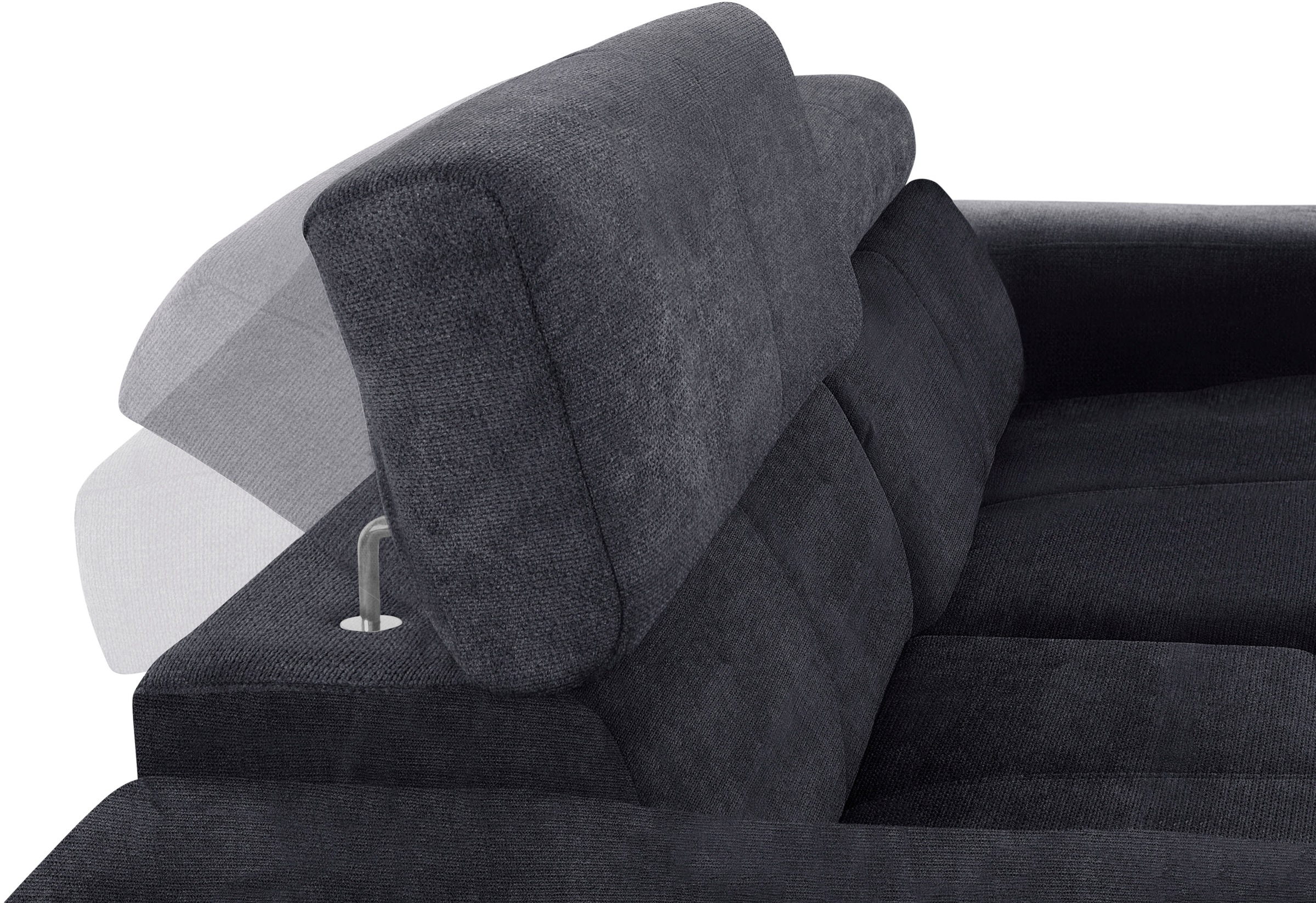 DOMO collection Ecksofa »Brandon, inkl. Kopfteilverstellung, B/T/H: 214/100/80 cm, L-Form«, Mit Kopfteilverstellung, auch in Leder und Cord, L-Form