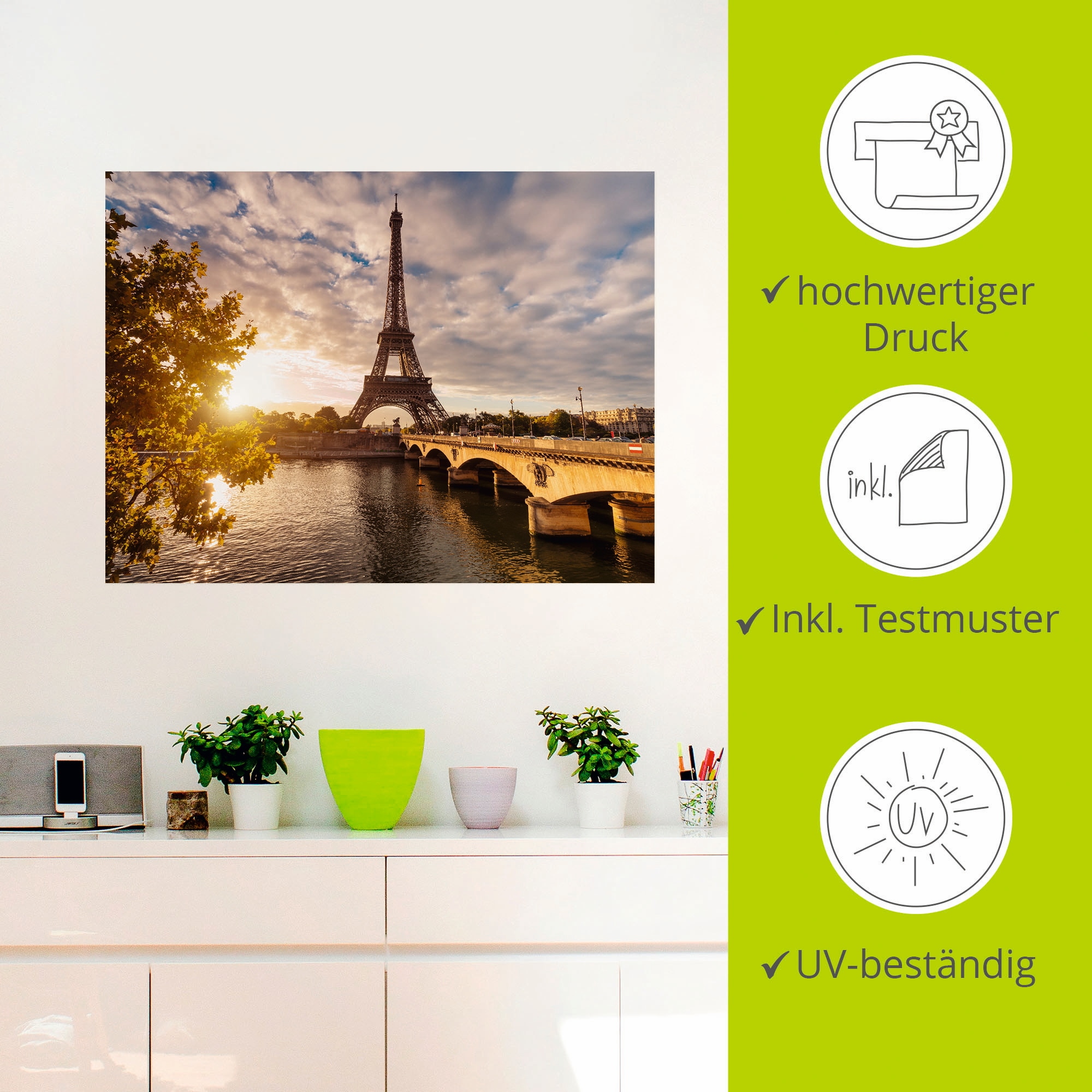 Artland Wandbild »Paris Eiffelturm II«, Gebäude, (1 St.), als Leinwandbild, Poster, Wandaufkleber in verschied. Größen