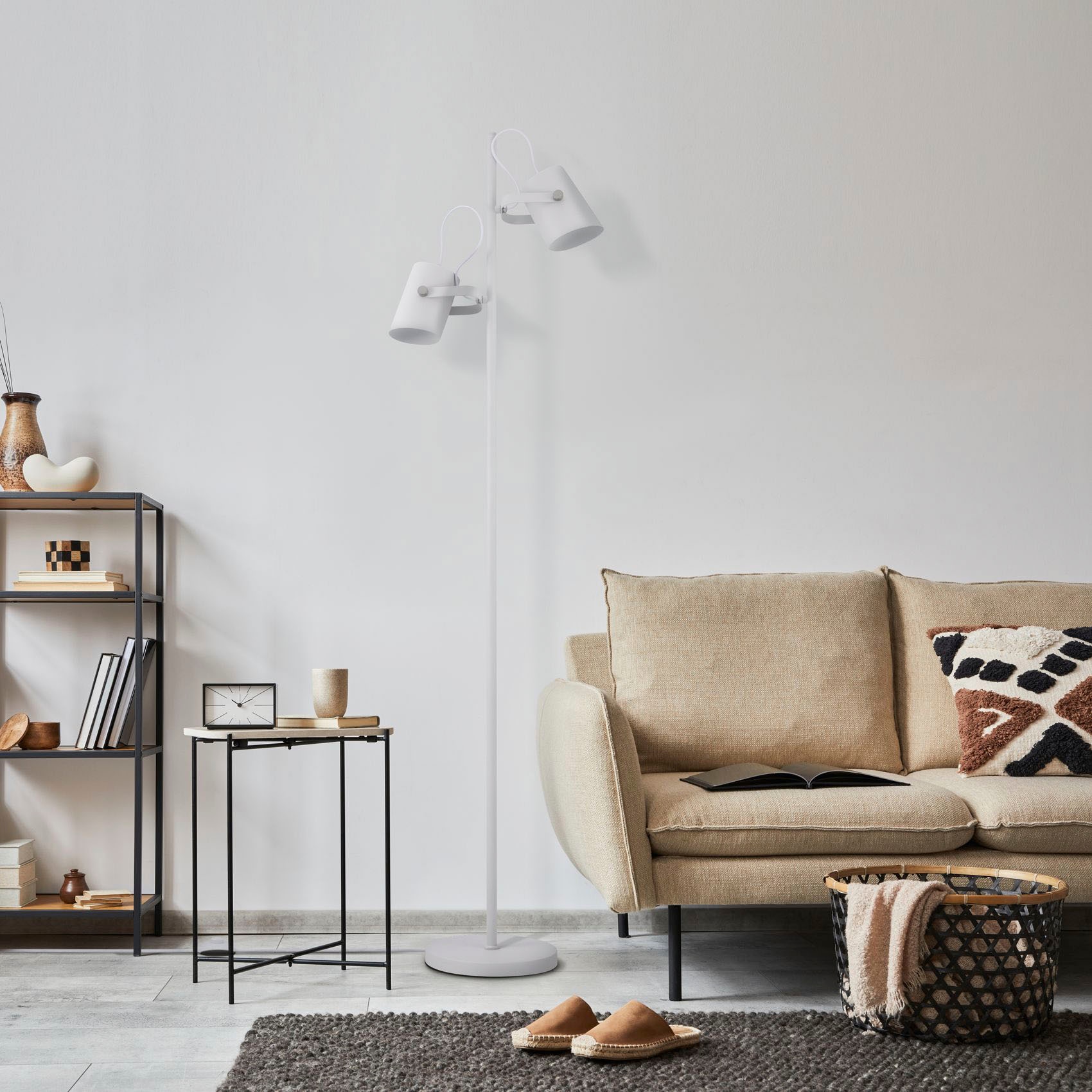 Paco Home Stehlampe »KARL«, 2 flammig, Leuchtmittel E27 | ohne Leuchtmittel, mit kompatiblen Dimmer und Leuchtmittel