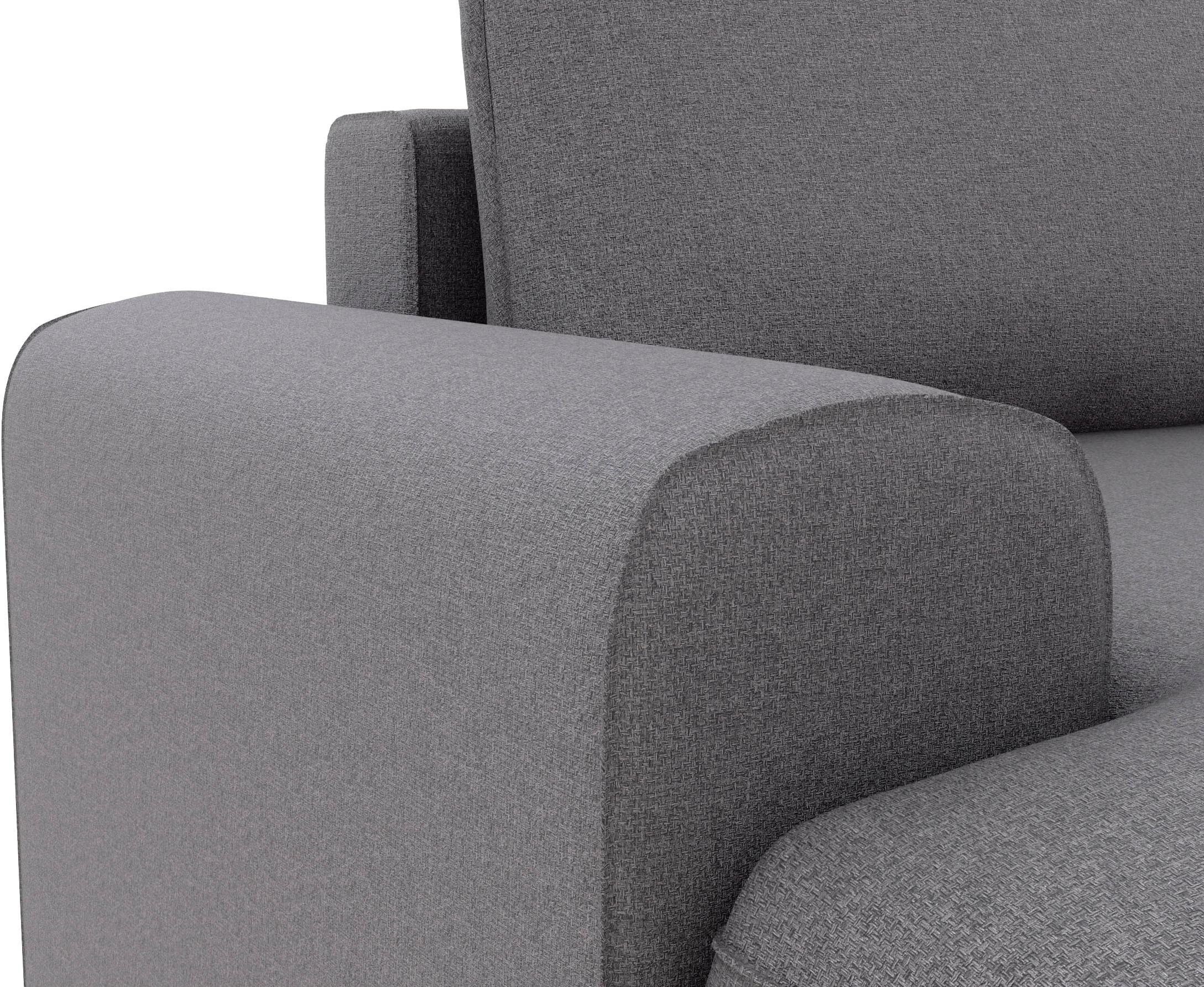 TRENDMANUFAKTUR Ecksofa »Fordon, Schlafsofa mit Bettkasten, Couch in L-Form, Breite 250 cm«, in Struktur LUMOS, 3D-Effekt, anthrazit, Recamiere rechts