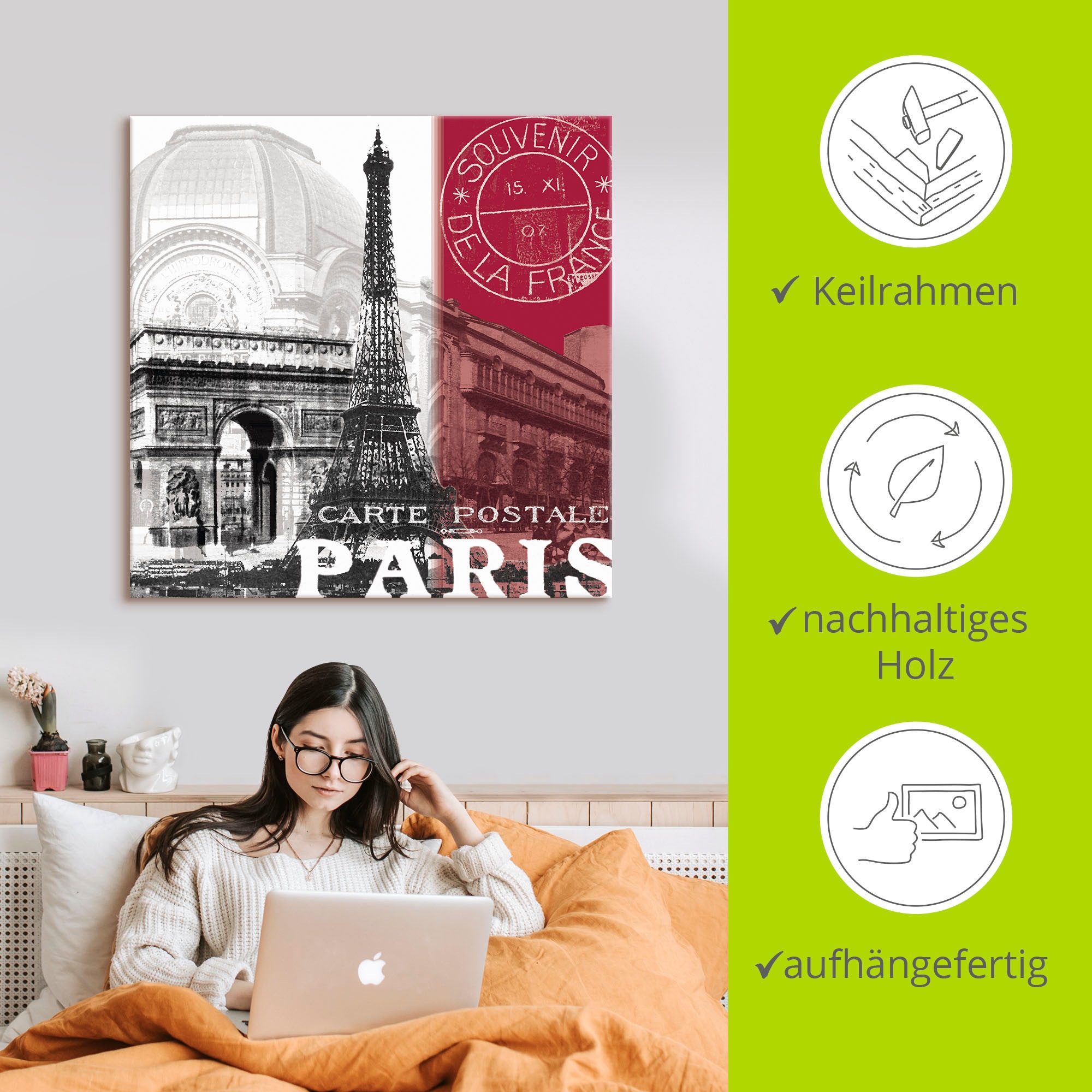 Artland Wandbild »Paris« Gebäude 1 Stk. tlg. als Alubild, Leinwandbild in verschied. Größen