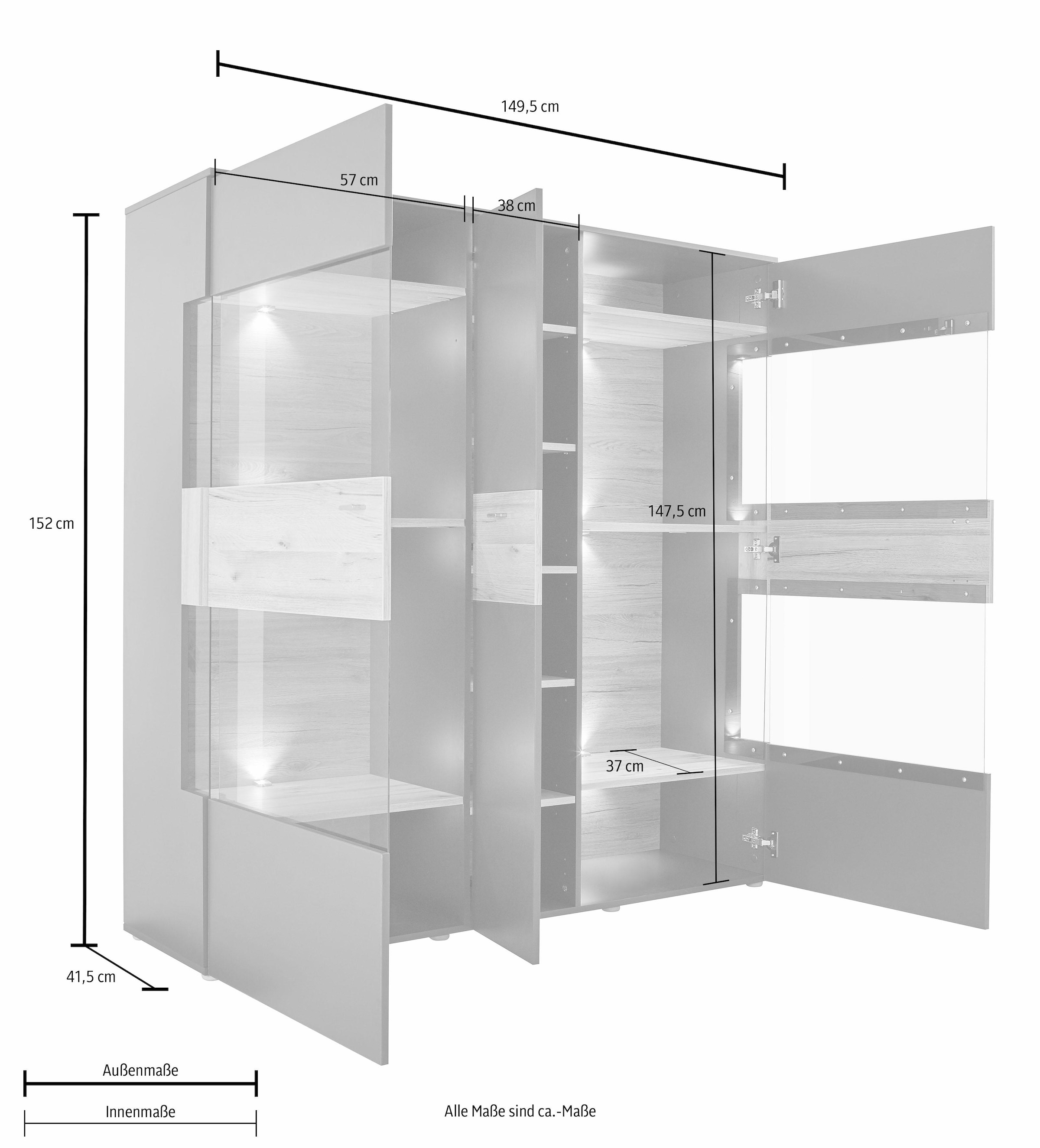 FORTE Vitrine, Breite cm, Online 152 Beleuchtung Shop inkl. OTTO