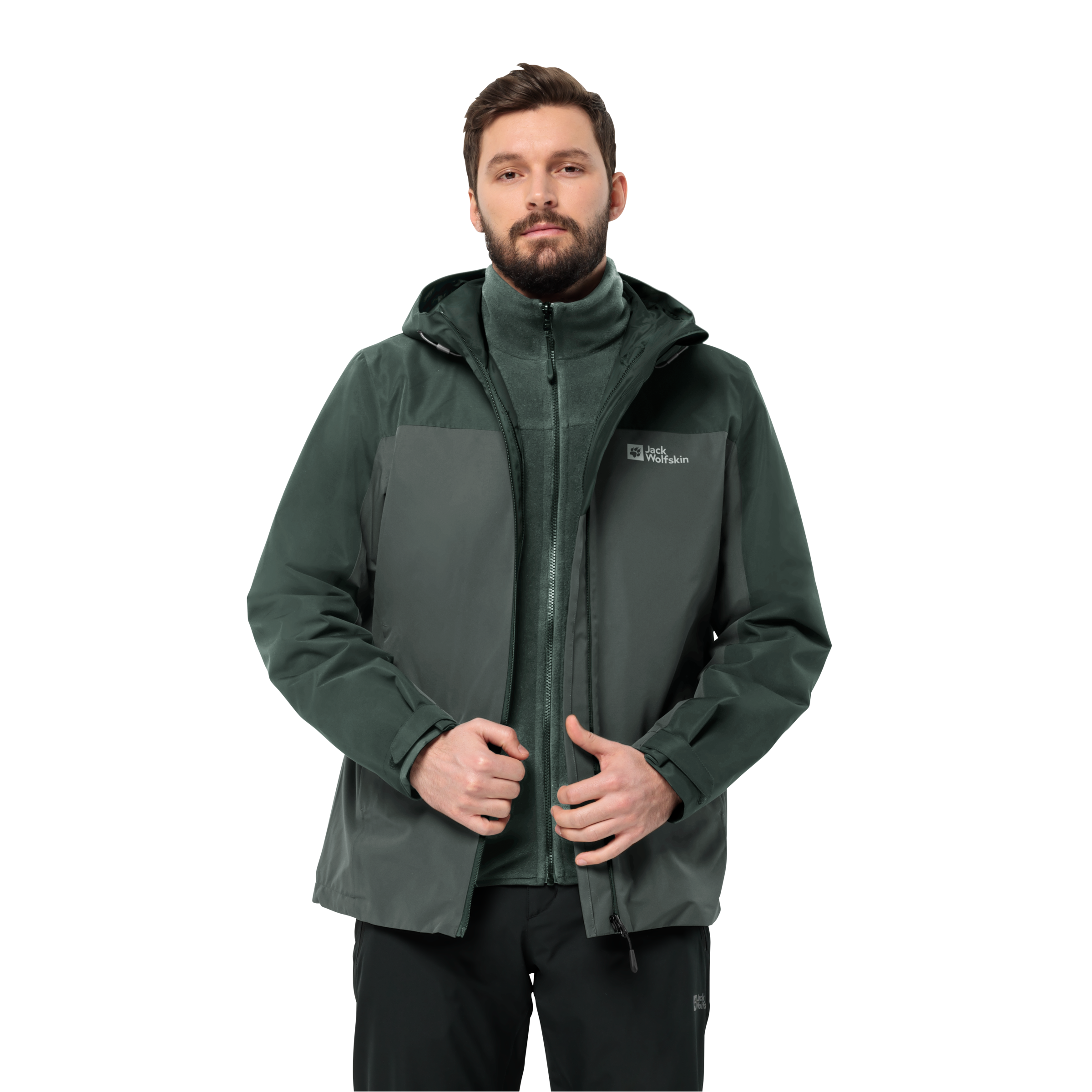 Jack Wolfskin 3-in-1-Funktionsjacke »TAUBENBERG 3IN1 JKT M«, mit Kapuze, Wasserabweisenden Reißverschlüssen, Wasserdicht, Atmungsaktiv