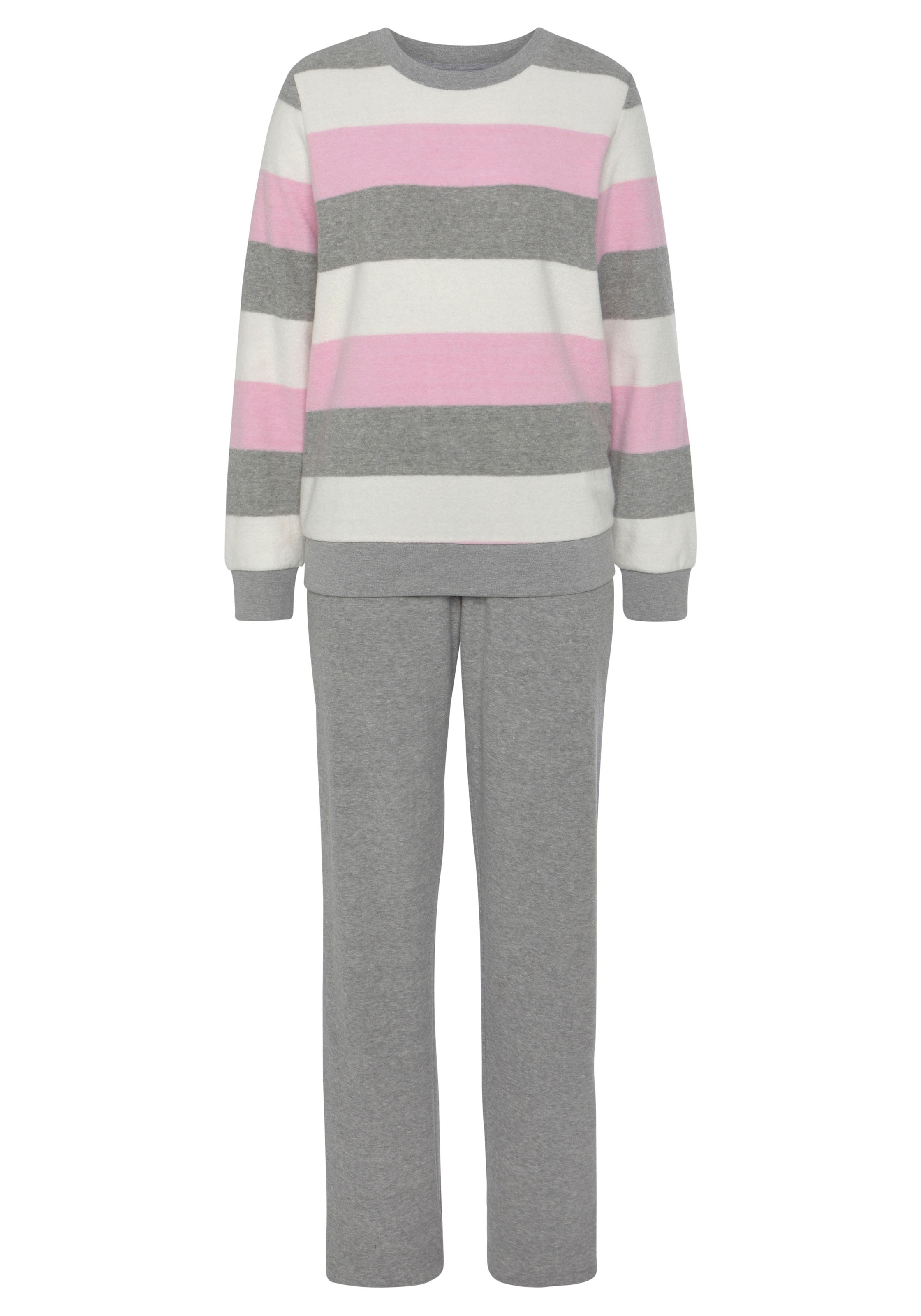 Vivance Dreams Pyjama, (2 tlg.), aus weichem Frottée und mit Colorblock Streifen
