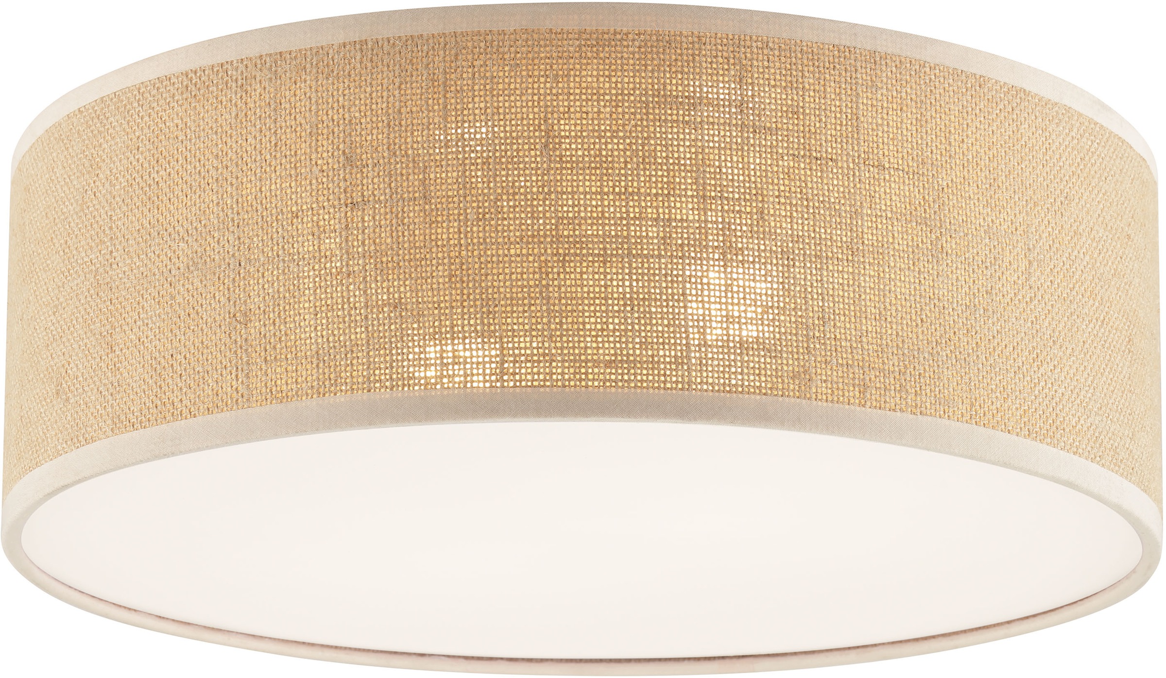 my home Deckenleuchte »Mindelstetten Leinenstoff«, 2 flammig, Leuchtmittel E27   ohne Leuchtmittel, mit Leinenstoffschirm, Höhe 14 cm, Ø 38 cm; E27, Leinen, Deckenlampe
