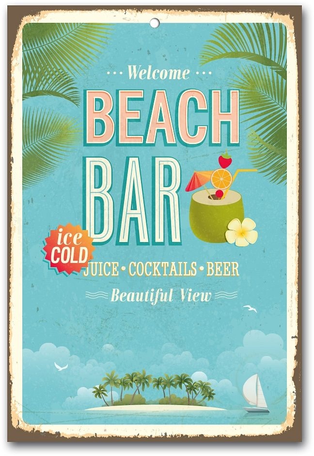 Metallbild »Beach Bar«, Maße (B/H): ca. 20/30 cm