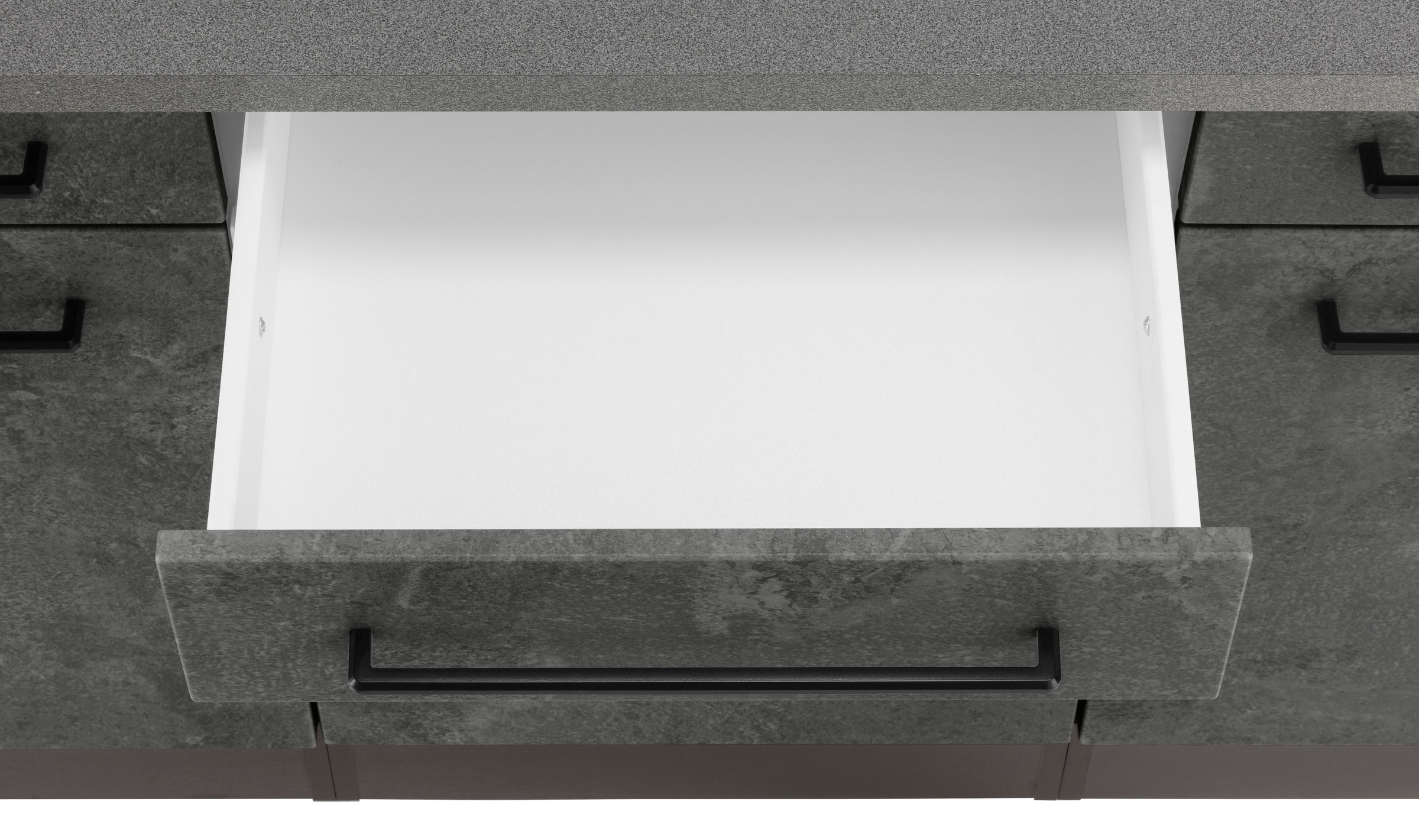 KOCHSTATION Küchenzeile »KS-Tulsa«, mit E-Geräten, Breite 320 cm, schwarze Metallgriffe, MDF Fronten