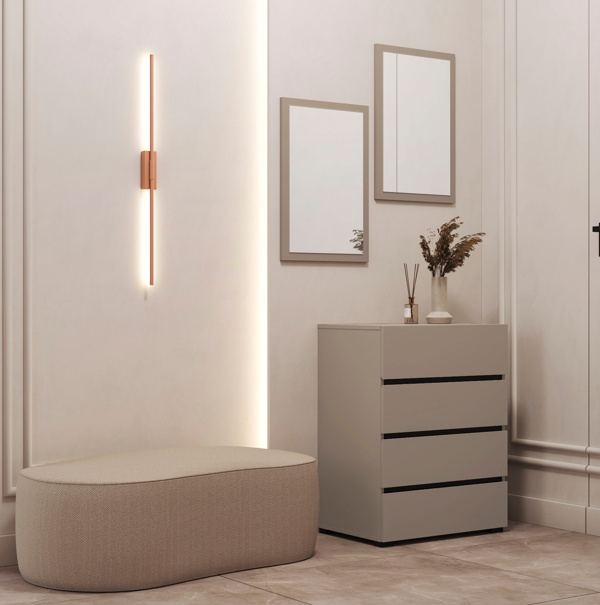 OTTO home Kommode »Cross,Breite 60 cm, moderne grifflose Sideboard,4 Schubkästen« Schubladenschrank mit viel Stauraum, Flur Highboard