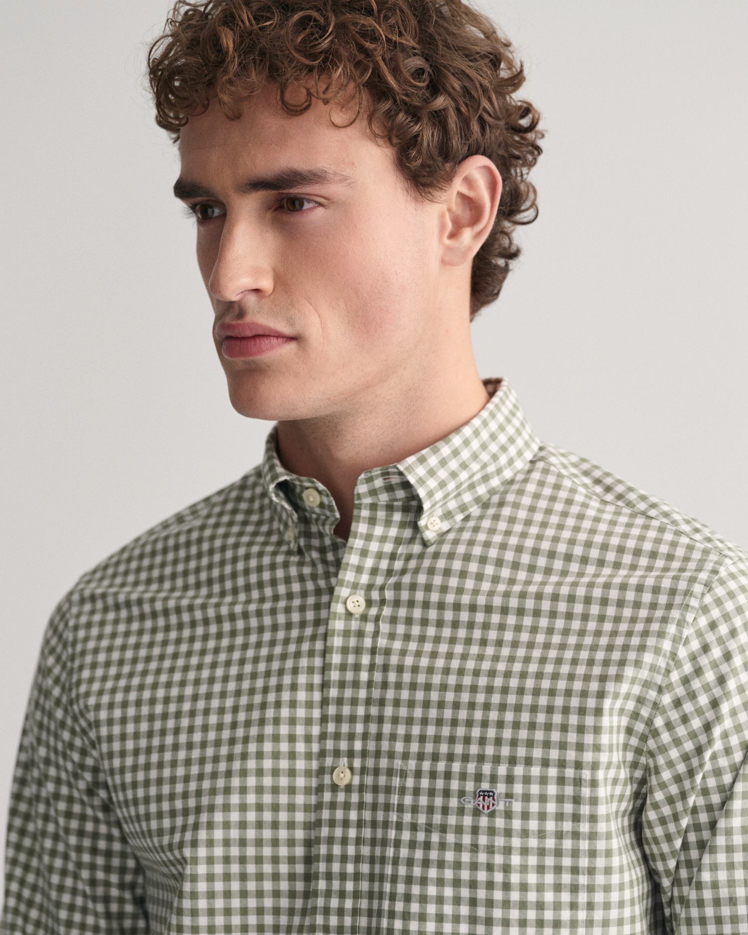 Gant Langarmhemd »REG POPLIN GINGHAM SHIRT«, mit Logostickerei auf der Brust