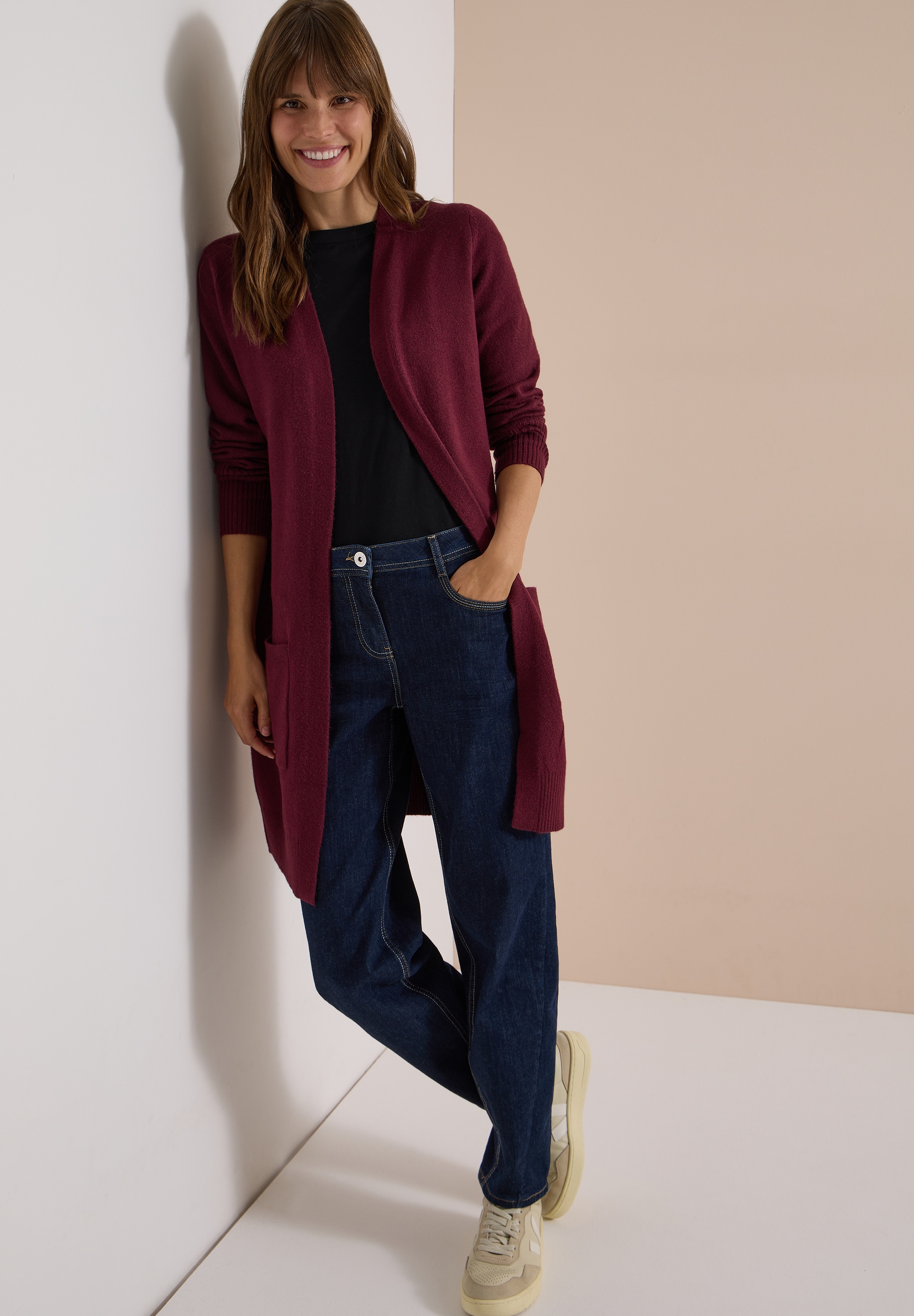 Cecil Longstrickjacke Langer Cardigan in offener Passform