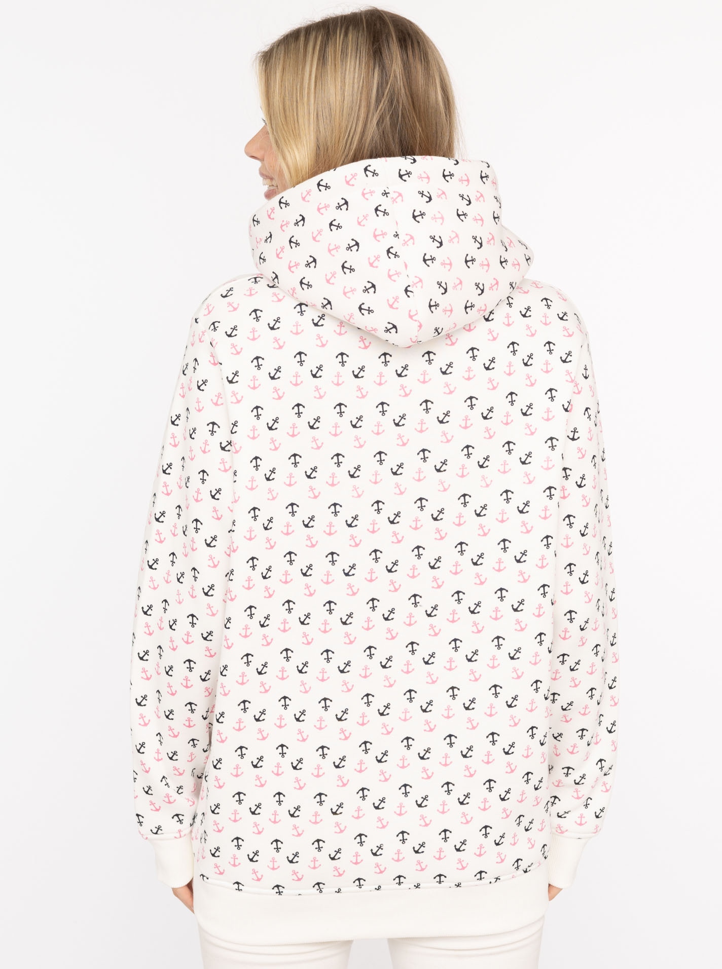 Zwillingsherz Hoodie »"Anker AOP"«, mit allover Ankerprint, pinker Kapuze