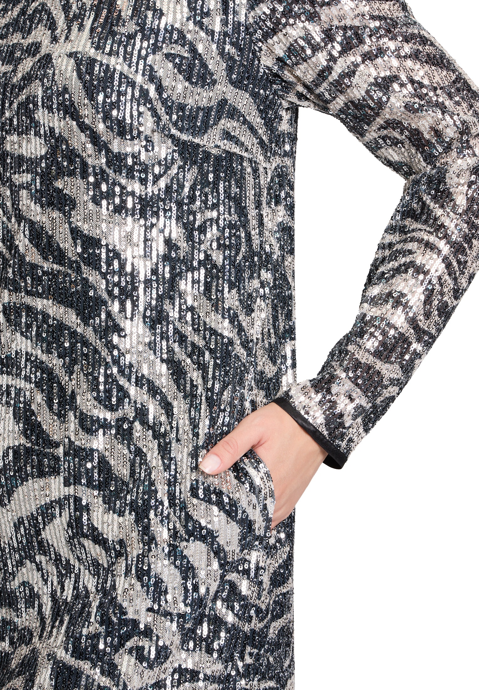 Betty&Co Paillettenkleid »Pailletten-Kleid mit U-Boot-Ausschnitt«