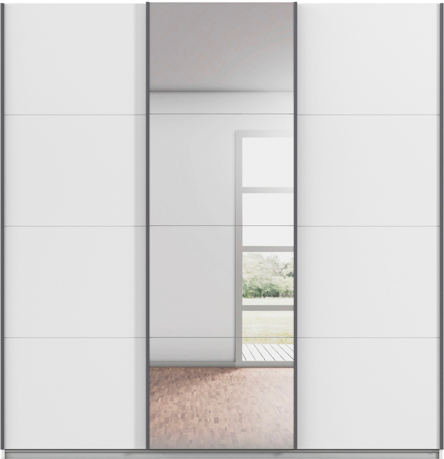 rauch Schwebetürenschrank »Kleiderschrank Schrank Garderobe AGORDO«, (in zwei Griff-Farben), Top Innenausstattung, in 4 Breiten und 2 Höhen MADE IN GERMANY