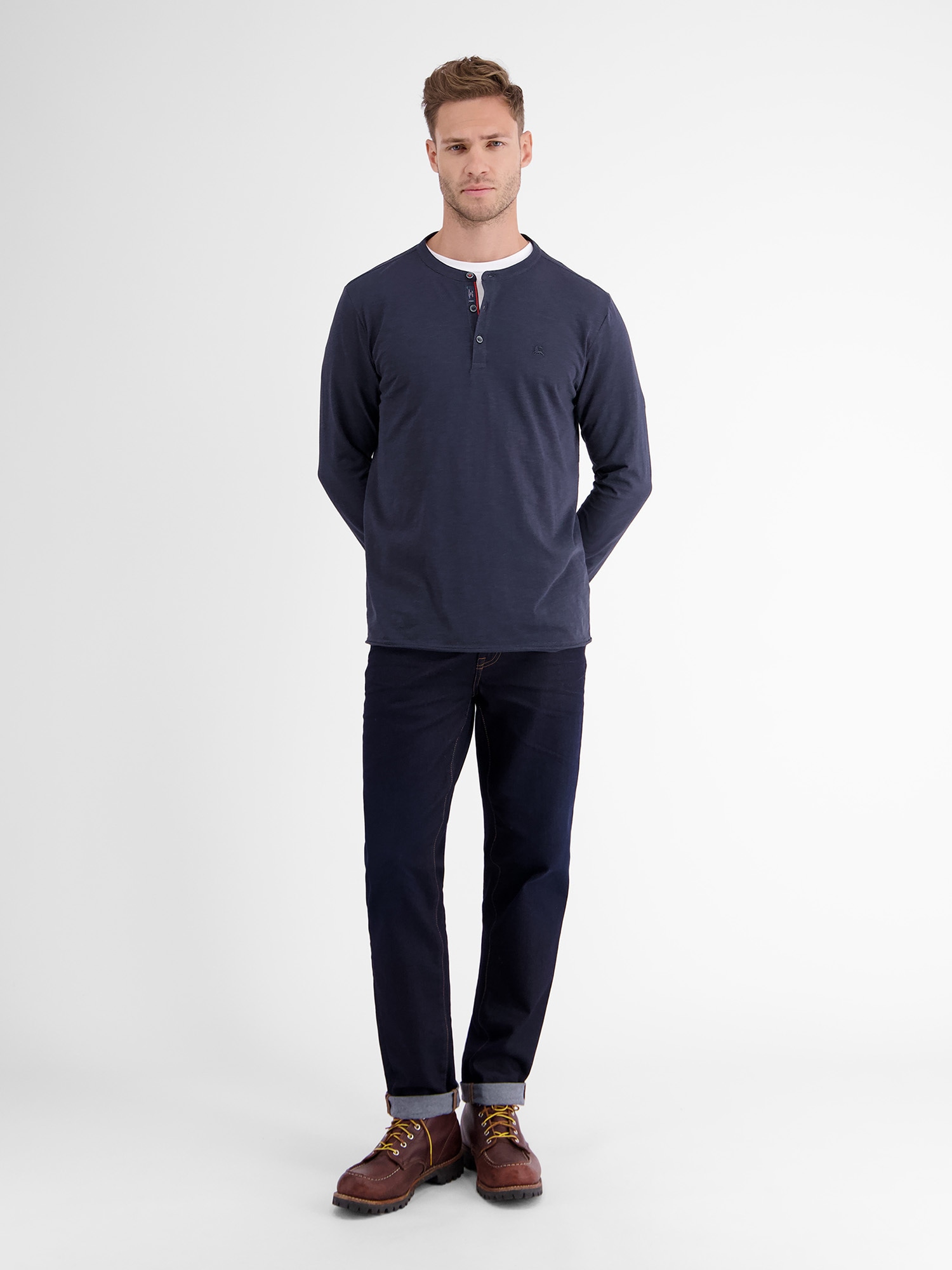 LERROS Langarmshirt »LERROS Slub-Jersey Serafino, Longsleeve«