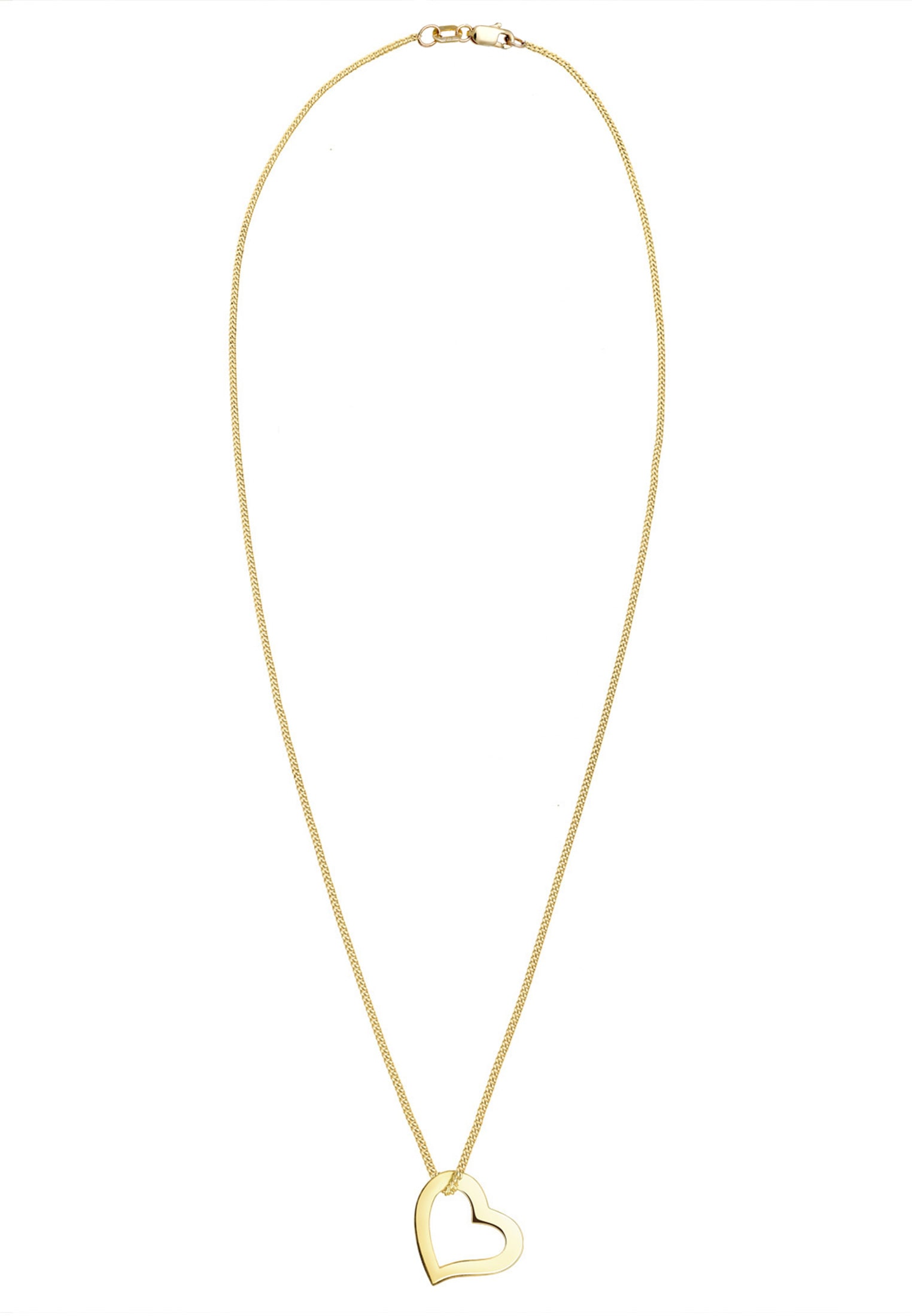Elli Premium Kette mit Anhänger »Halskette Herz Liebe Filigran 375 Gelbgold«