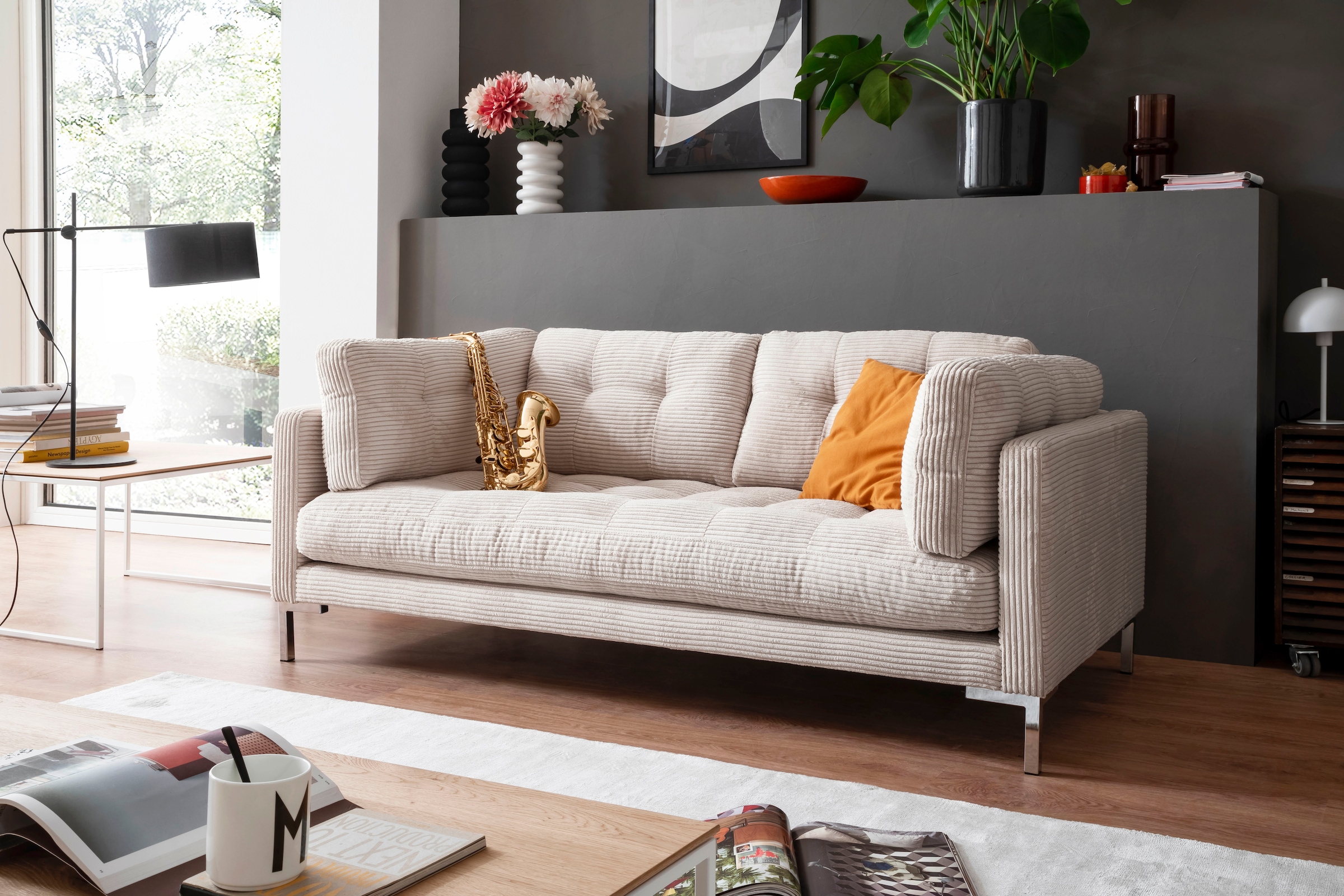 Trends by HG 2-Sitzer »Landau«, in Cord-Stoff mit Metallfuß