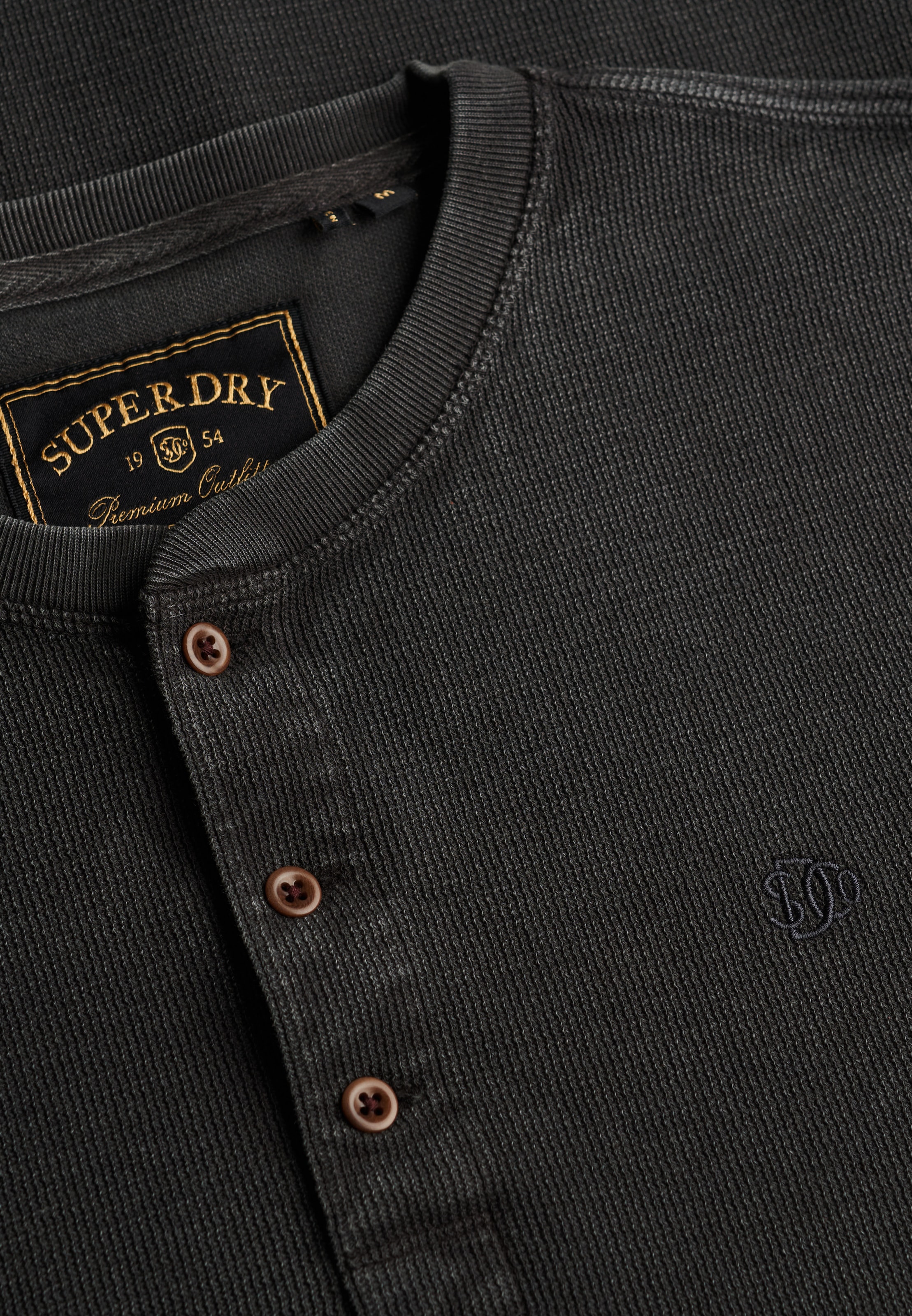Superdry Langarmshirt »WAFFLE LONG SLEEVE HENLEY TOP« Baumwolle, relaxed fit