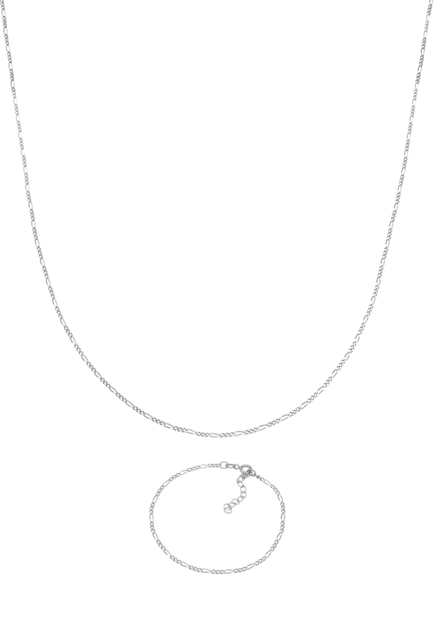 Elli Ohrring und Ketten Set »Schmuckset Figaro Halskette Armband Basic Allround 925 Silber«