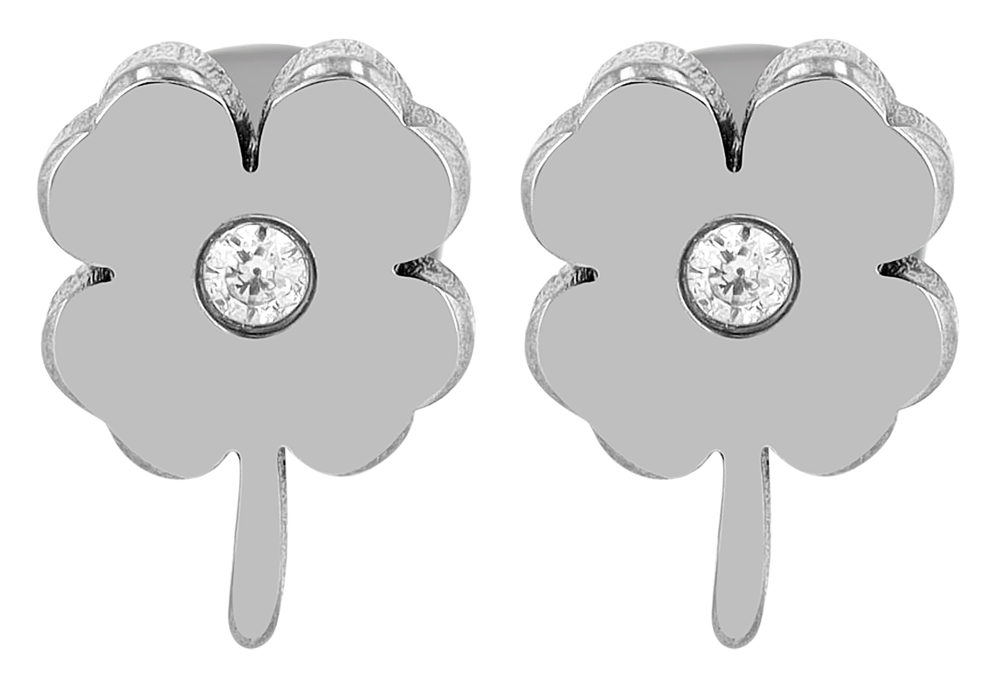 Adelia´s Paar Ohrstecker »Damen Ohrringe ¿ Ohrstecker Kleeblatt aus Titan mit Strass Steinchen«