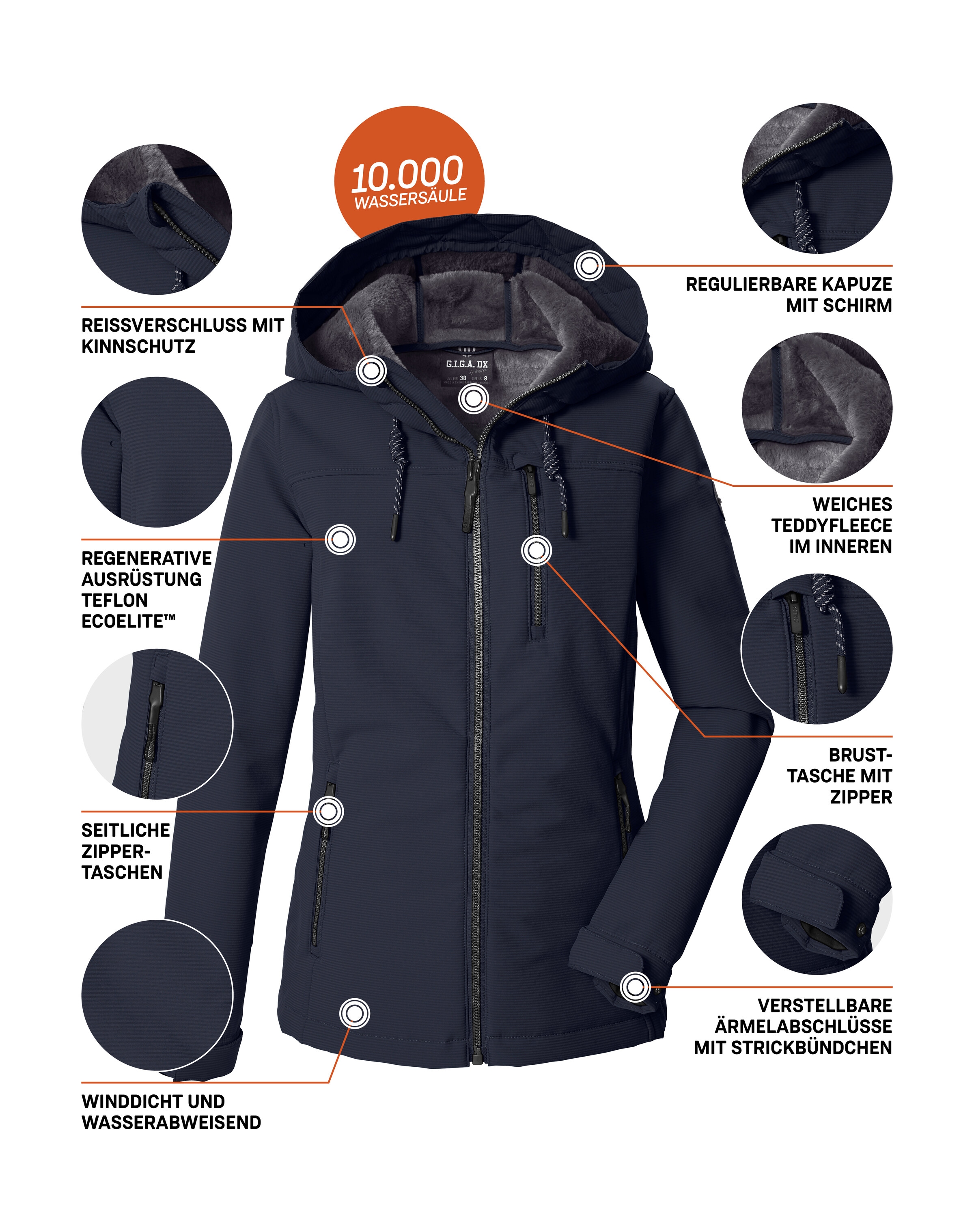 G.I.G.A. DX by killtec Softshelljacke »GW 59 WMN SFTSHLL JCKT« Winddichte, wasserabweisende Damenjacke mit Teddy-Fleecefutter