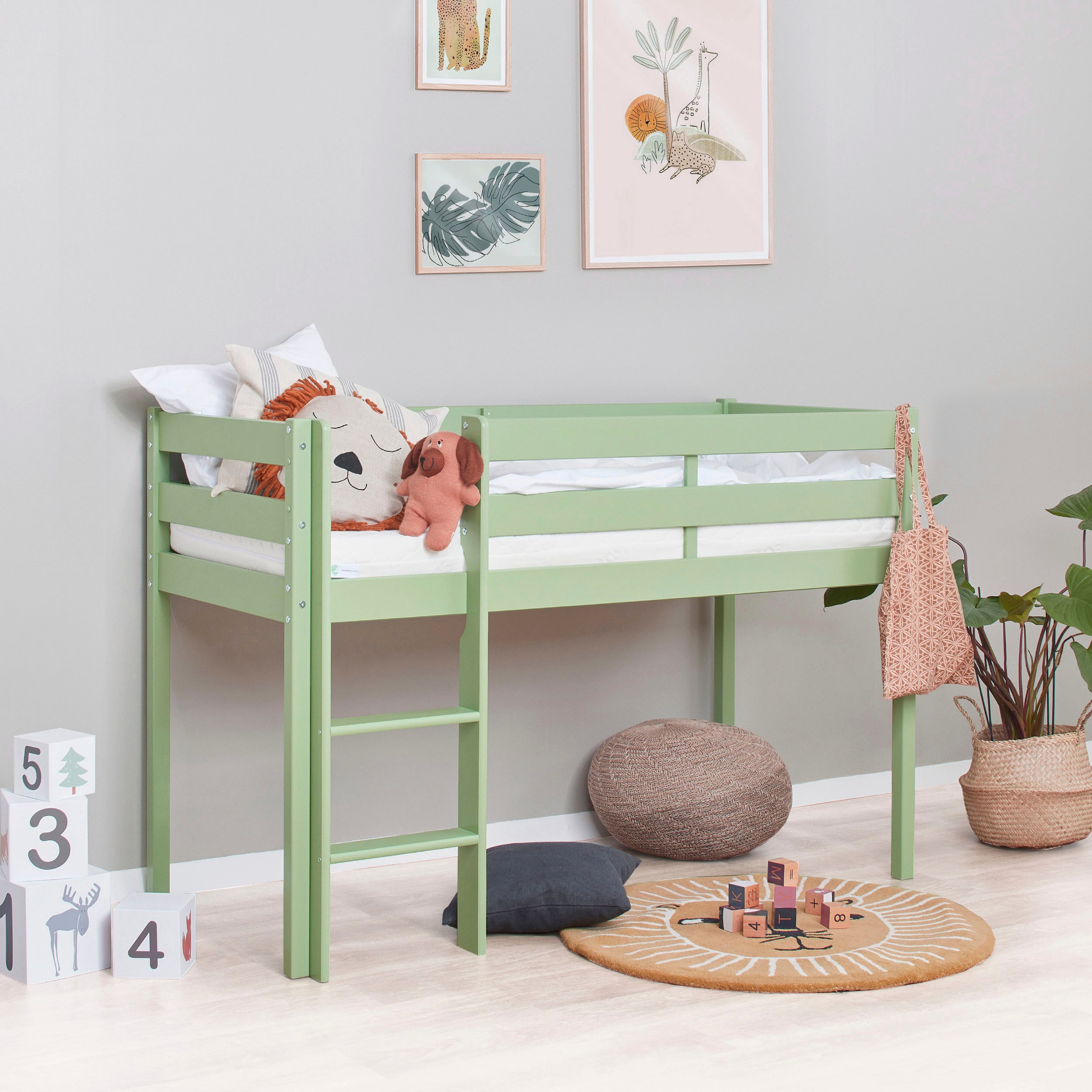 Hoppekids Spielbett »ECO COMFORT, Hochbett, in 2 Einzelbetten teilbar« Höhe 72cm, Farbe & Größe & Matratze