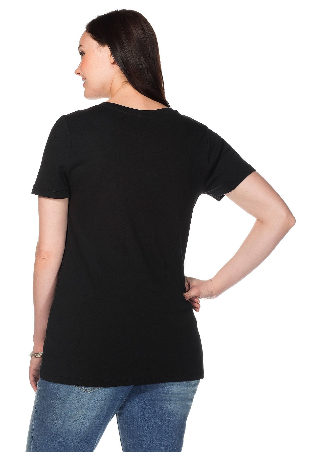 Sheego T-Shirt »T-Shirt mit V-Ausschnitt«, mit V-Ausschnitt