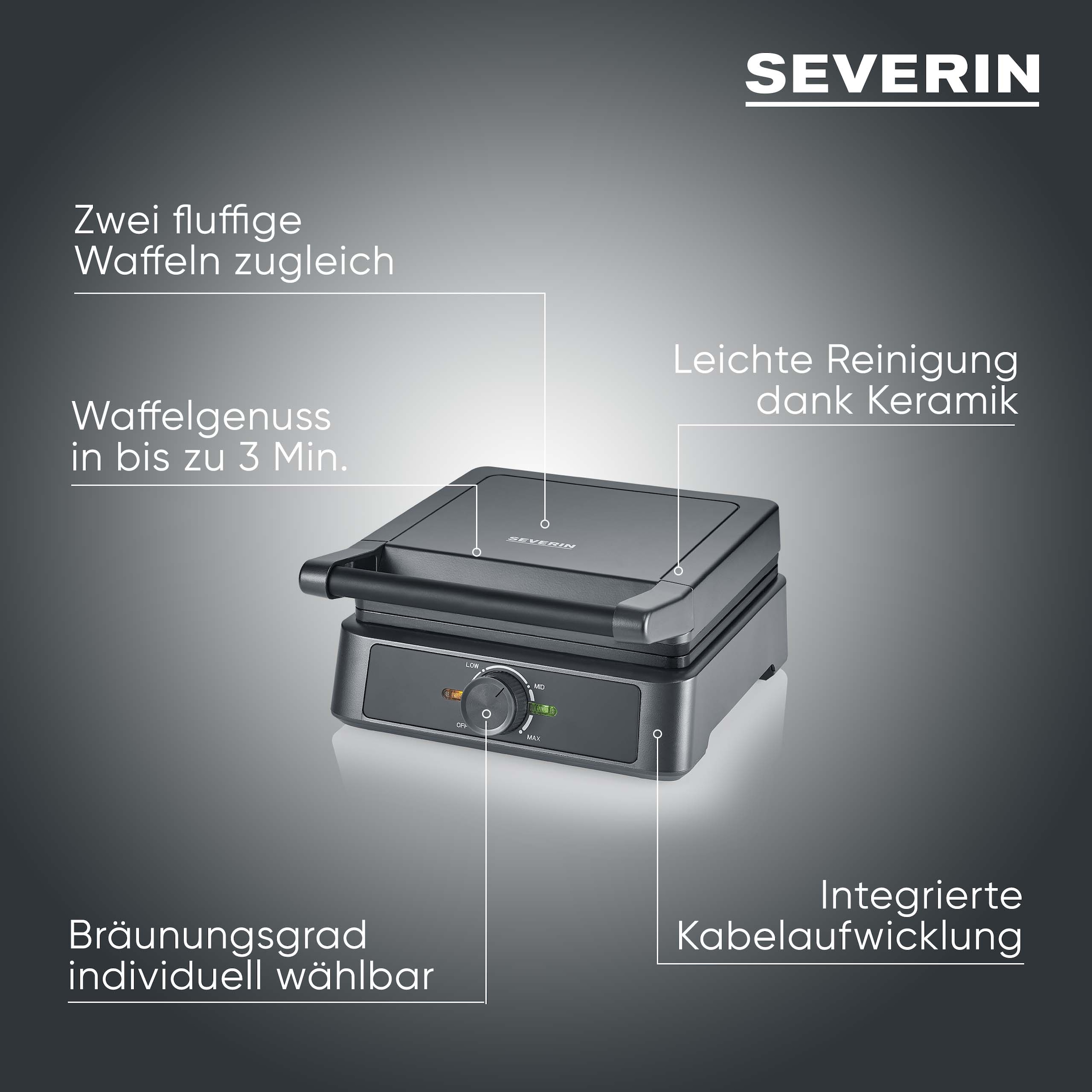 Severin Waffeleisen »WA 2125« 1600 W Belgisches Waffeleisen