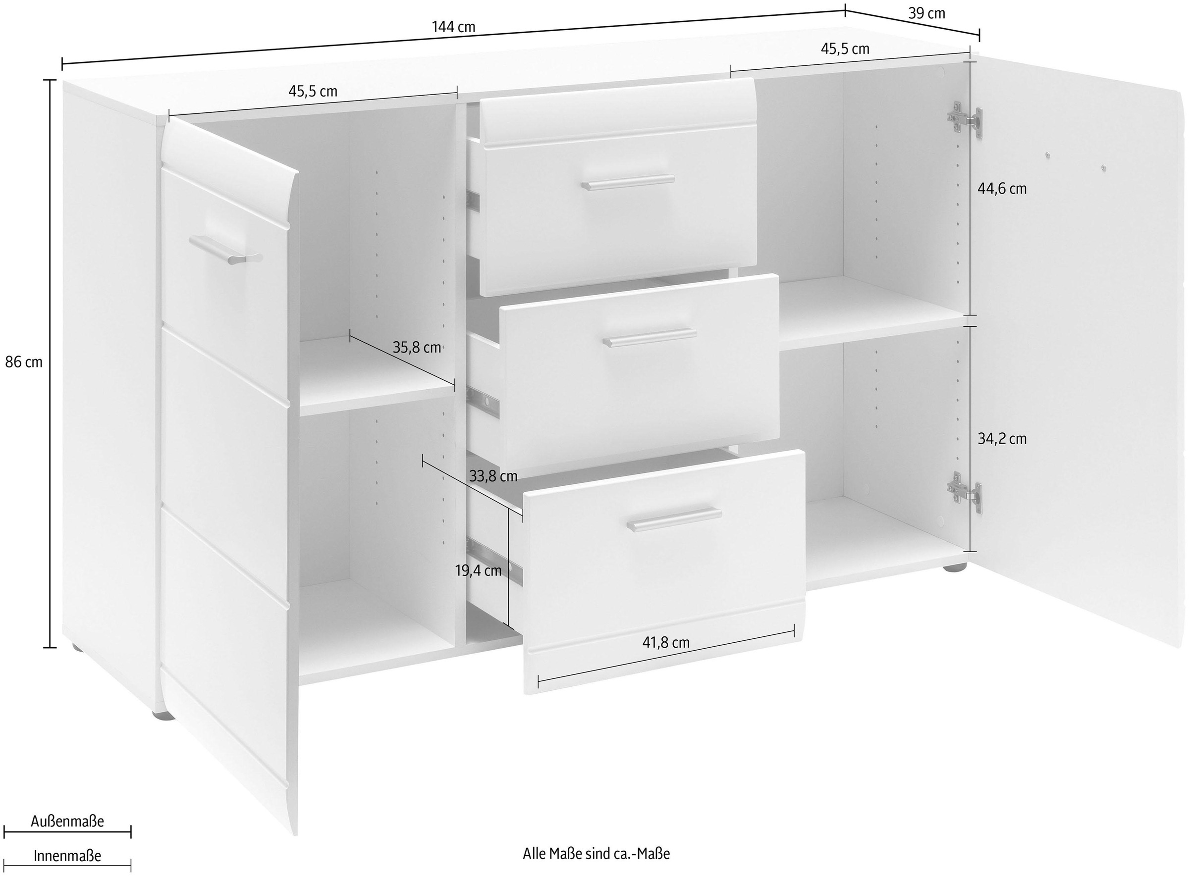 GERMANIA Sideboard »GW-Adana Sideboard«, Fronten mit Rillenfräsung