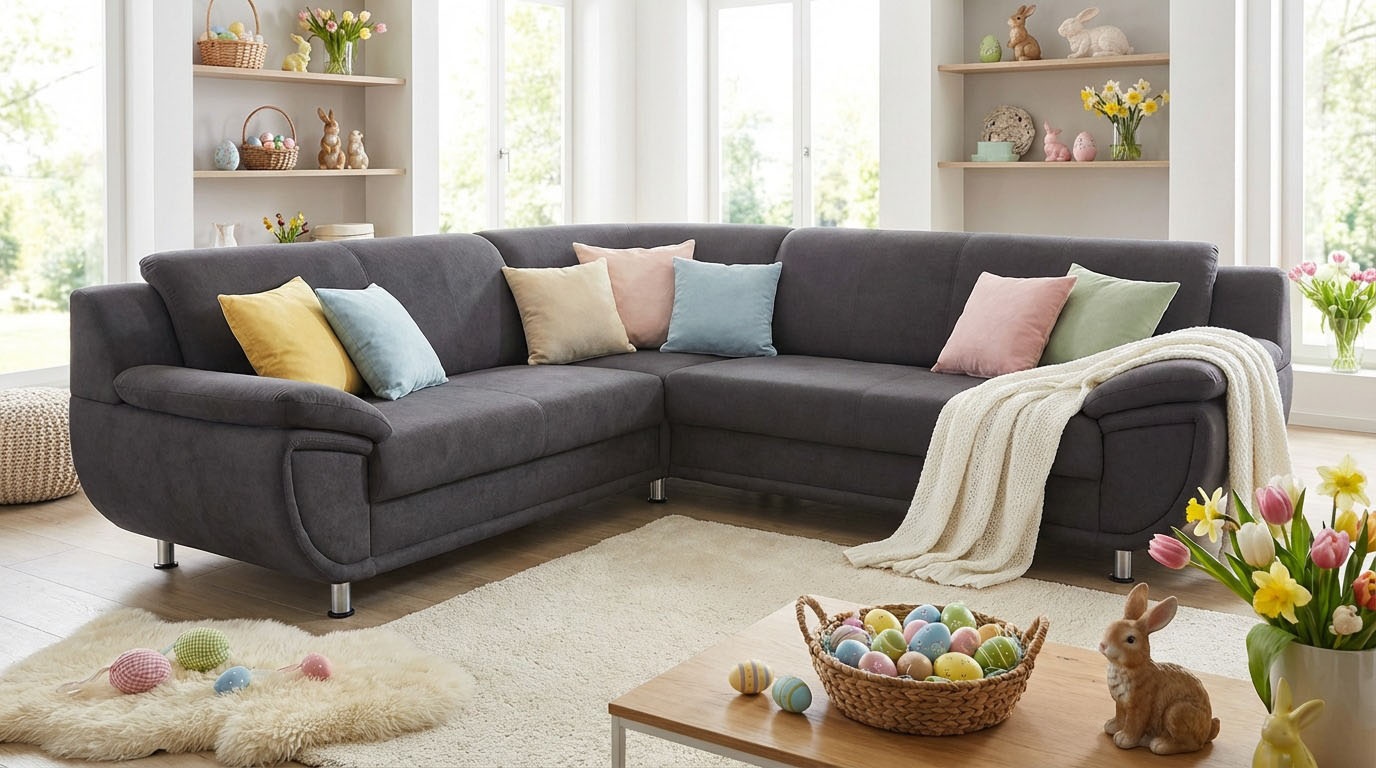 TRENDMANUFAKTUR Ecksofa »Rondo wahlweise mit Schlaffunktion, bequeme Armlehnen« L-Form, wahlw.mit Federkern, Füße chromfarben, Unser Dauertiefpreis