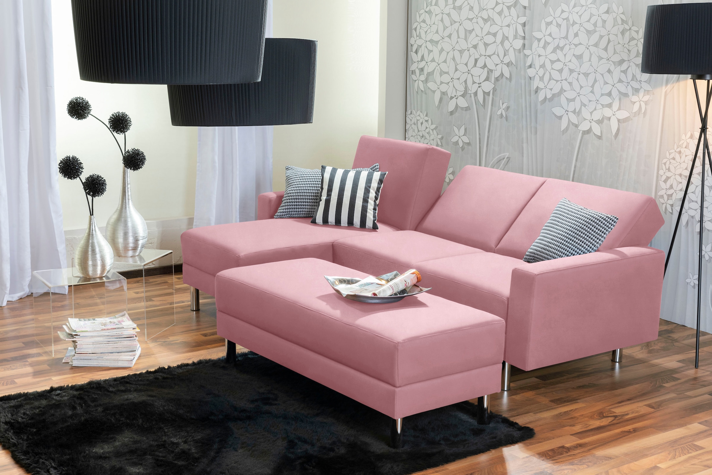 Max Winzer® Schlafsofa »Just Fresh modernes kubisches Sofa, Rückenverstellung für Sitzkomfort« Recamiere links oder rechts montierbar, elegante Metallfüße