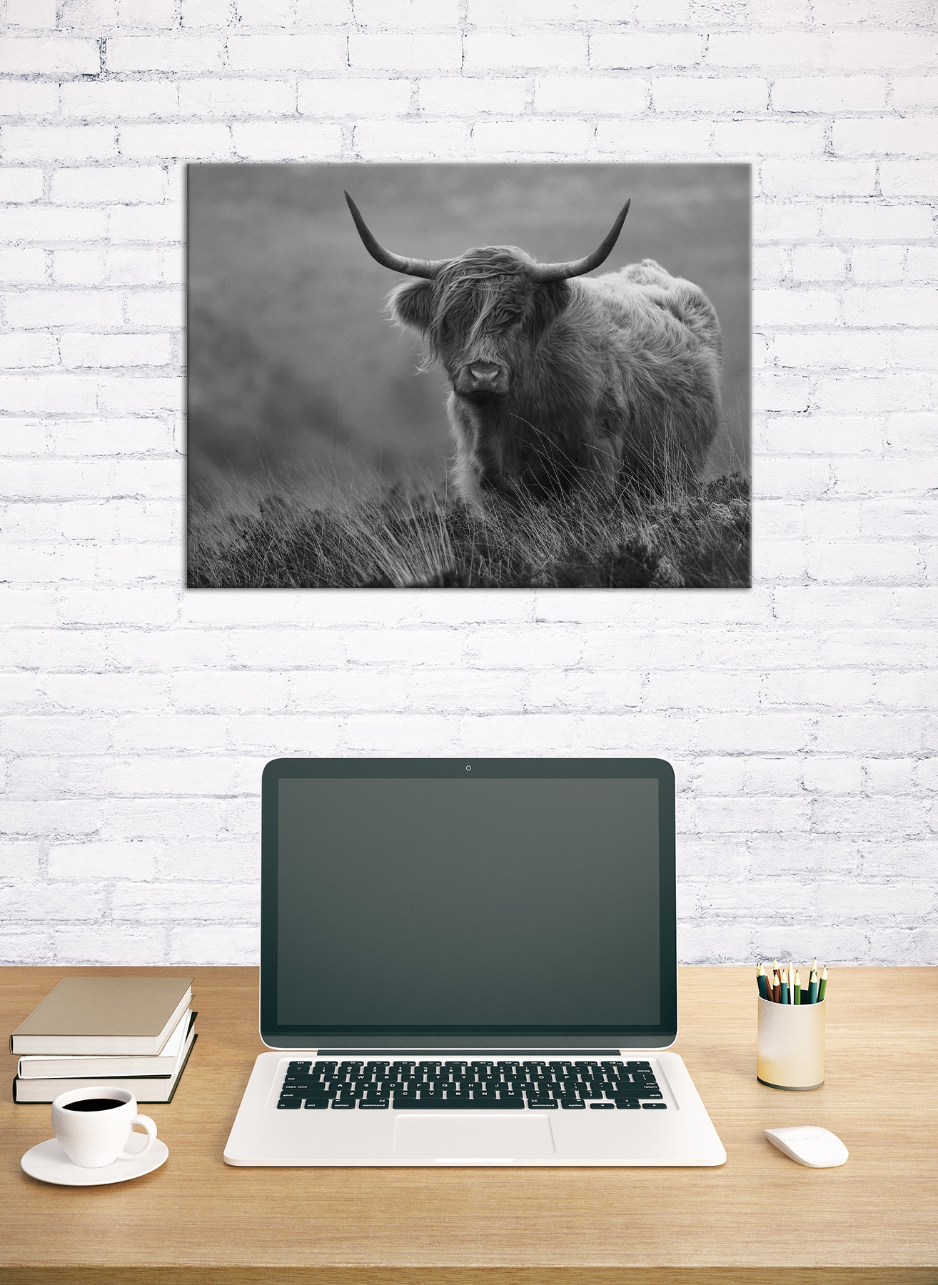 Bönninghoff Bild »HOCHLANDRIND SW 46x61 cm – Leinwandbild Keilrahmen Deko modern«