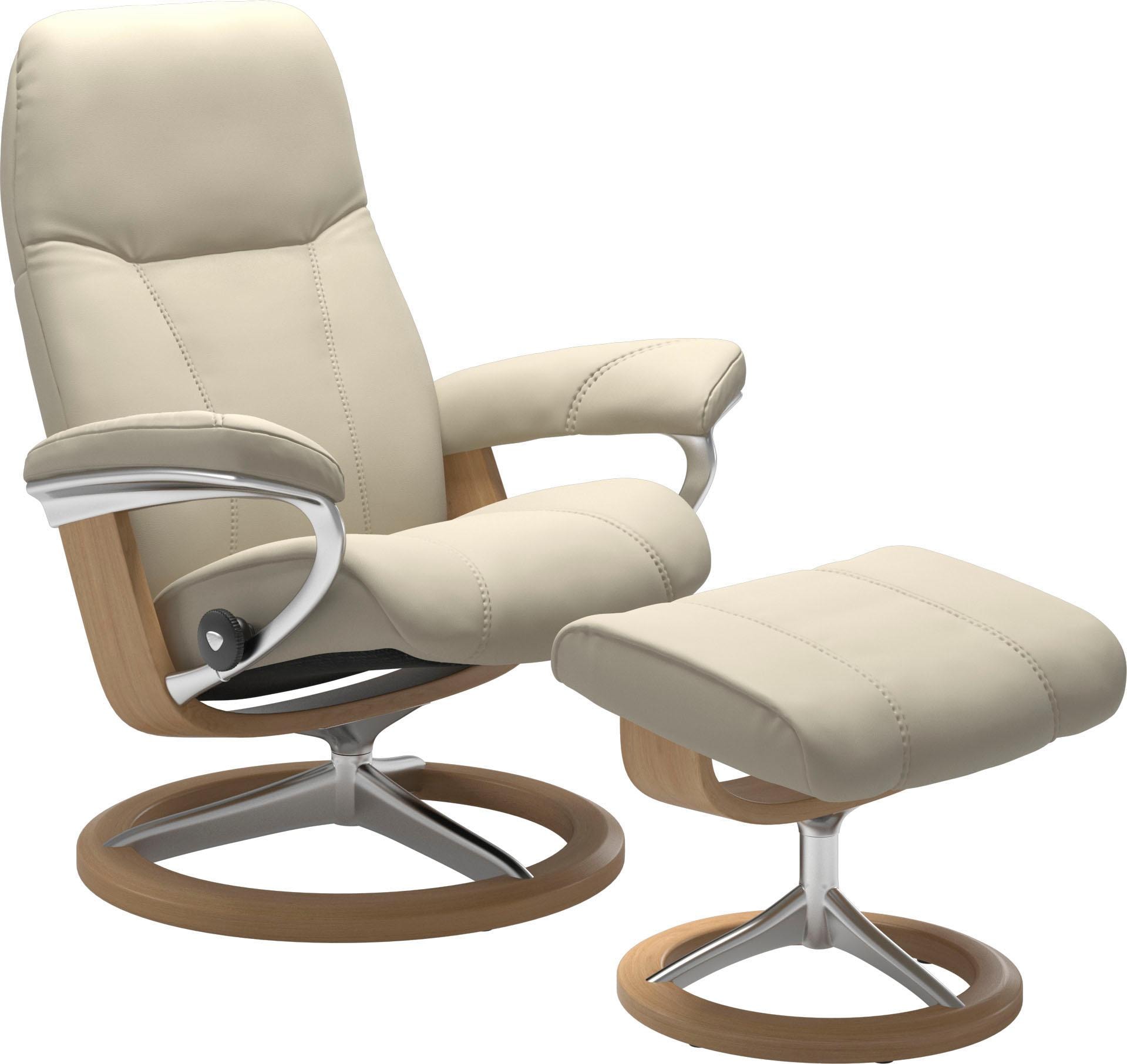 Stressless® Relaxsessel »Consul«, (Set, Relaxsessel mit Hocker), mit Hocker, mit Signature Base, Größe S, Gestell Eiche