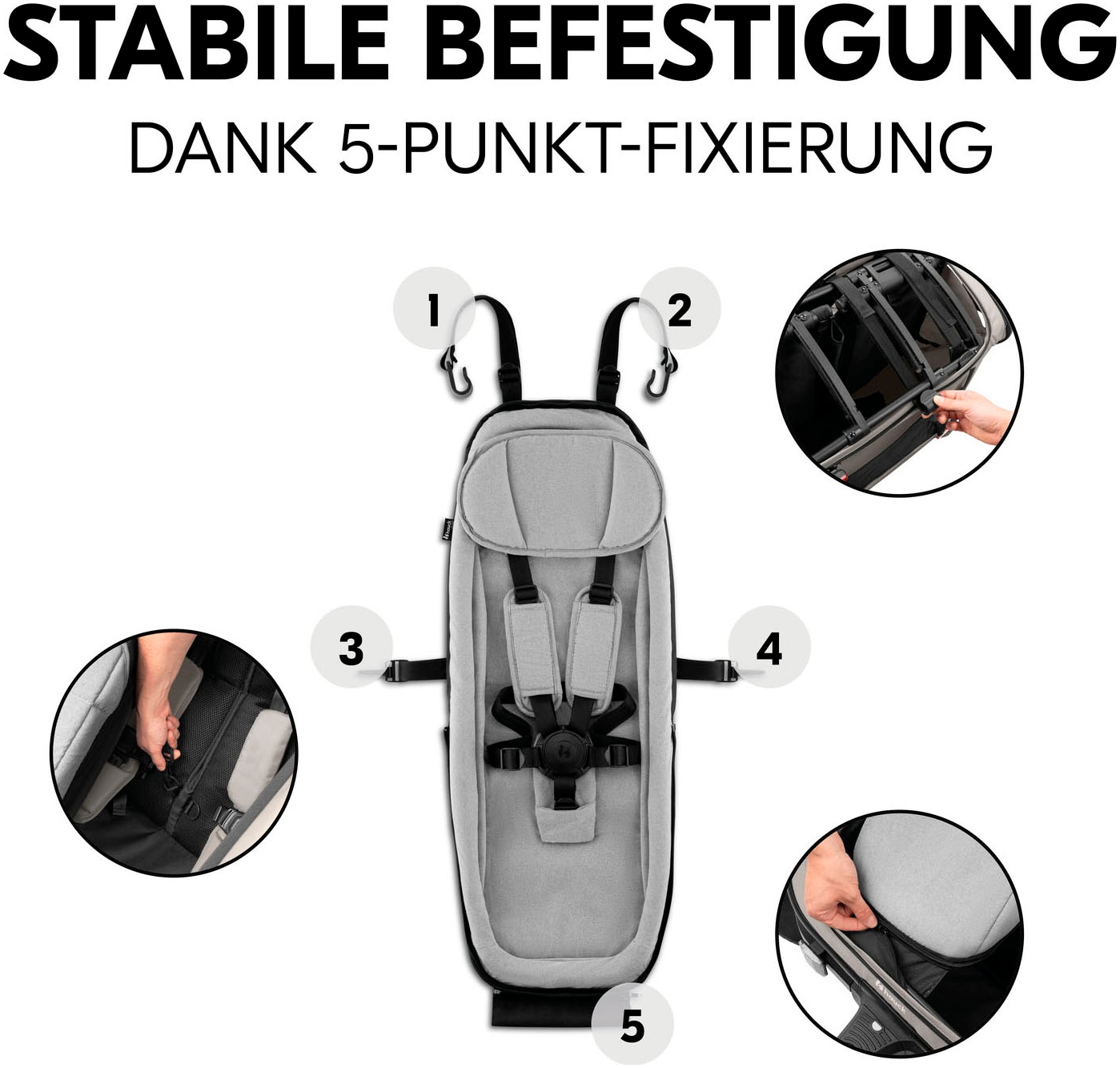 Hauck Fahrradkinderanhänger »Baby Lounger 2 Grey«, mit Beindecke