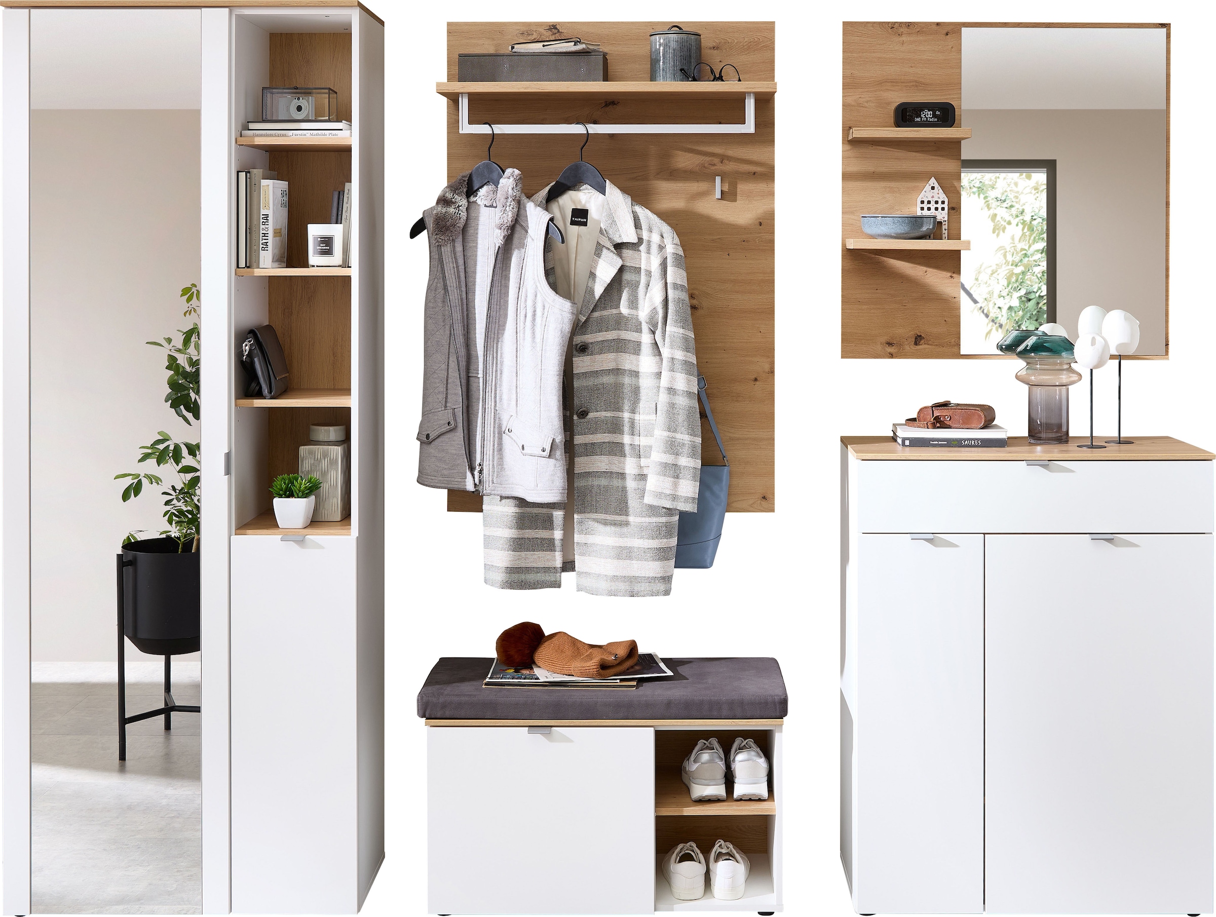 Innostyle Garderoben-Set »Bari Garderobenprogarmm, BxHxT 264x202x38 cm«, (Set, 5 St.), Besteht aus 5 Typen