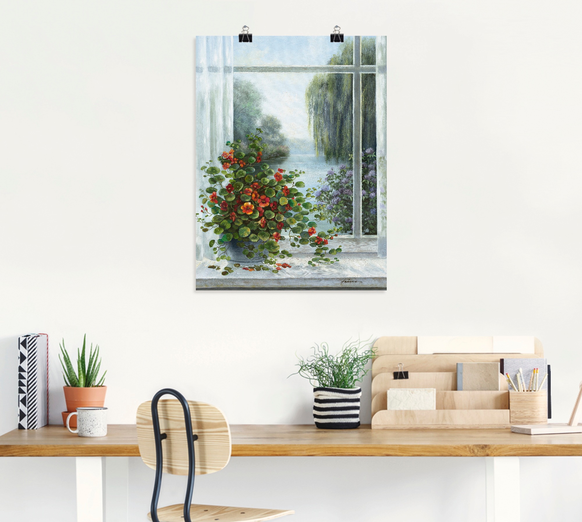 Artland Wandbild »Kapuzinerkresse am Fenster«, Arrangements, (1 St.), als Leinwandbild, Poster, Wandaufkleber in verschied. Größen