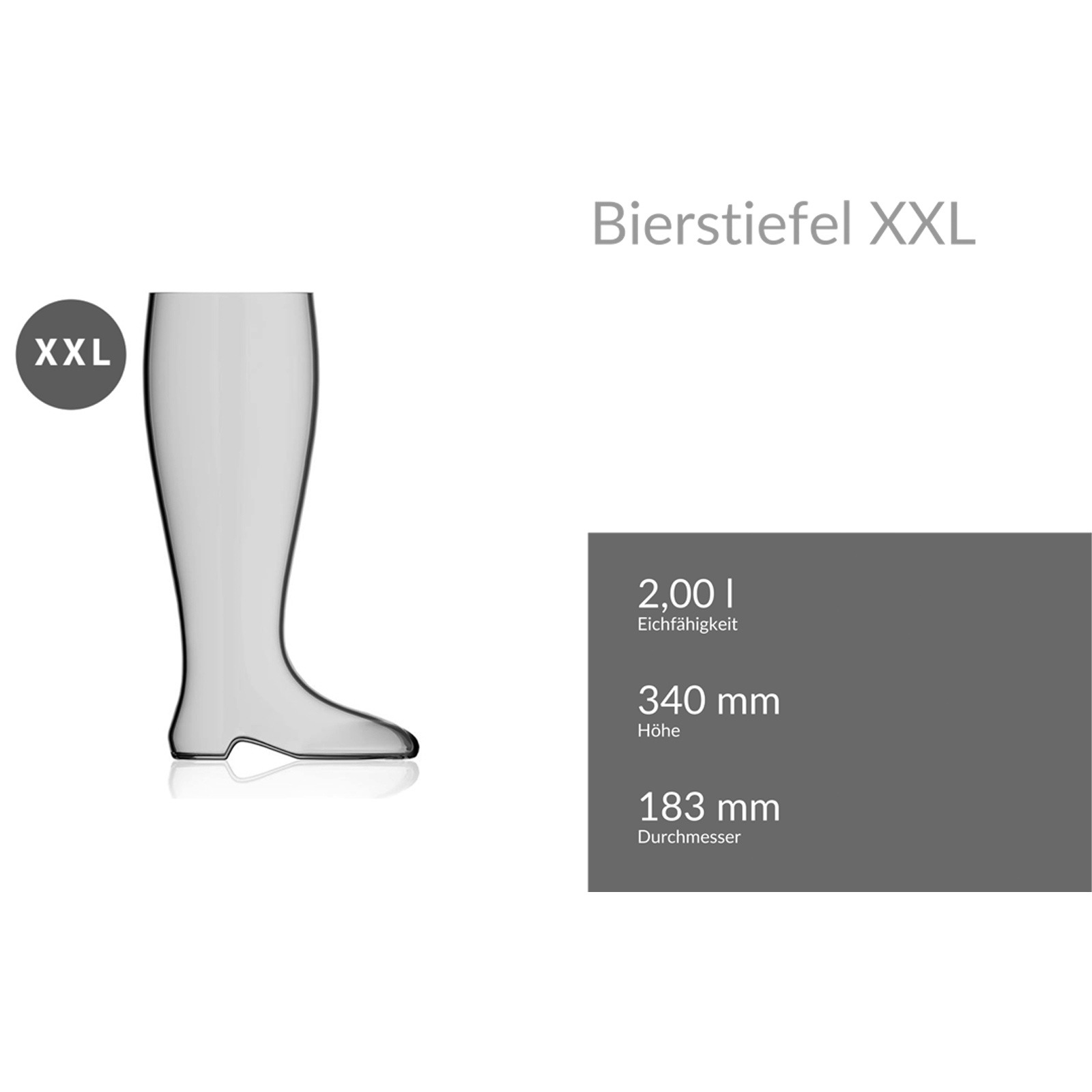 rastal Bierglas »Riesen-Bierstiefel XXL 2,0 Liter transparent« Handwäsche wird empfohlen