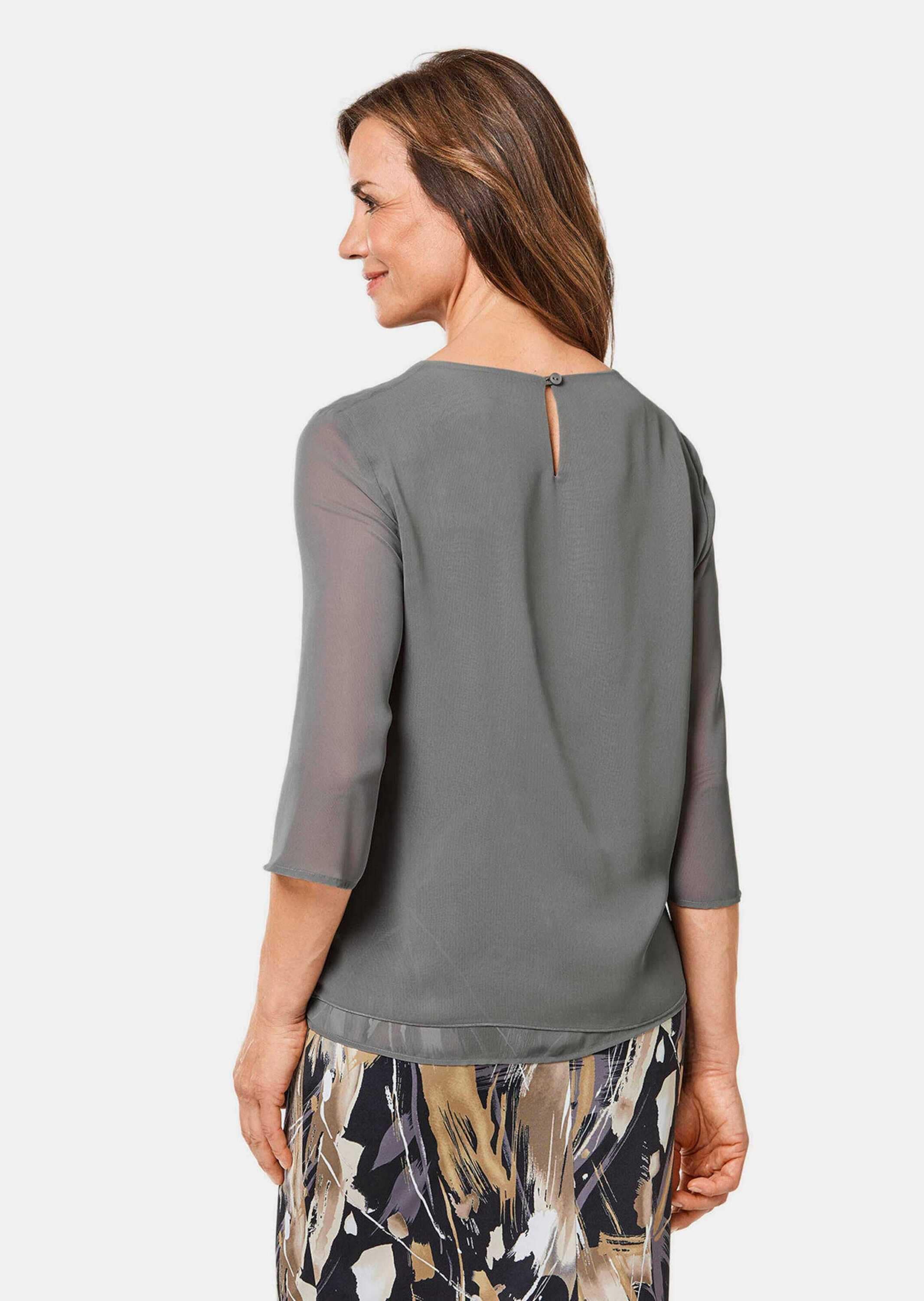GOLDNER Kurzarmbluse »Bluse Luftige Bluse mit funkelnden Glitzersteinchen«
