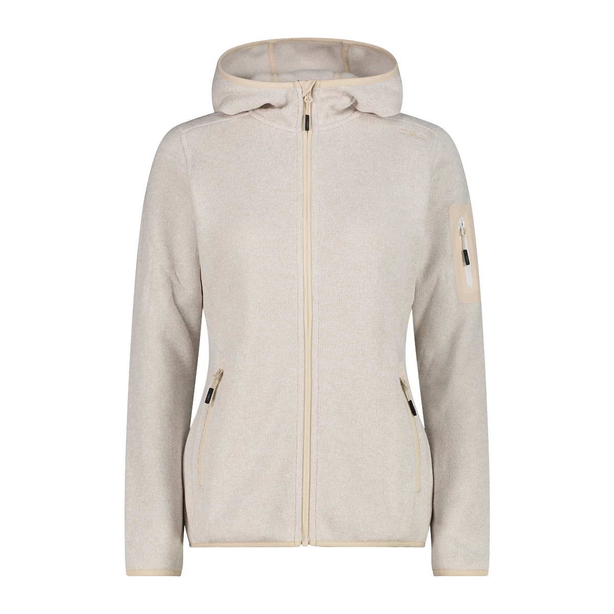 CMP Strickfleecejacke »KNITTED MELANGE HOODY WOMAN HOODY JACKET« mit Kapuze Ünbergangsjacke für Outdoor-Aktivitäten, mit Kapuze, atmungsaktiv