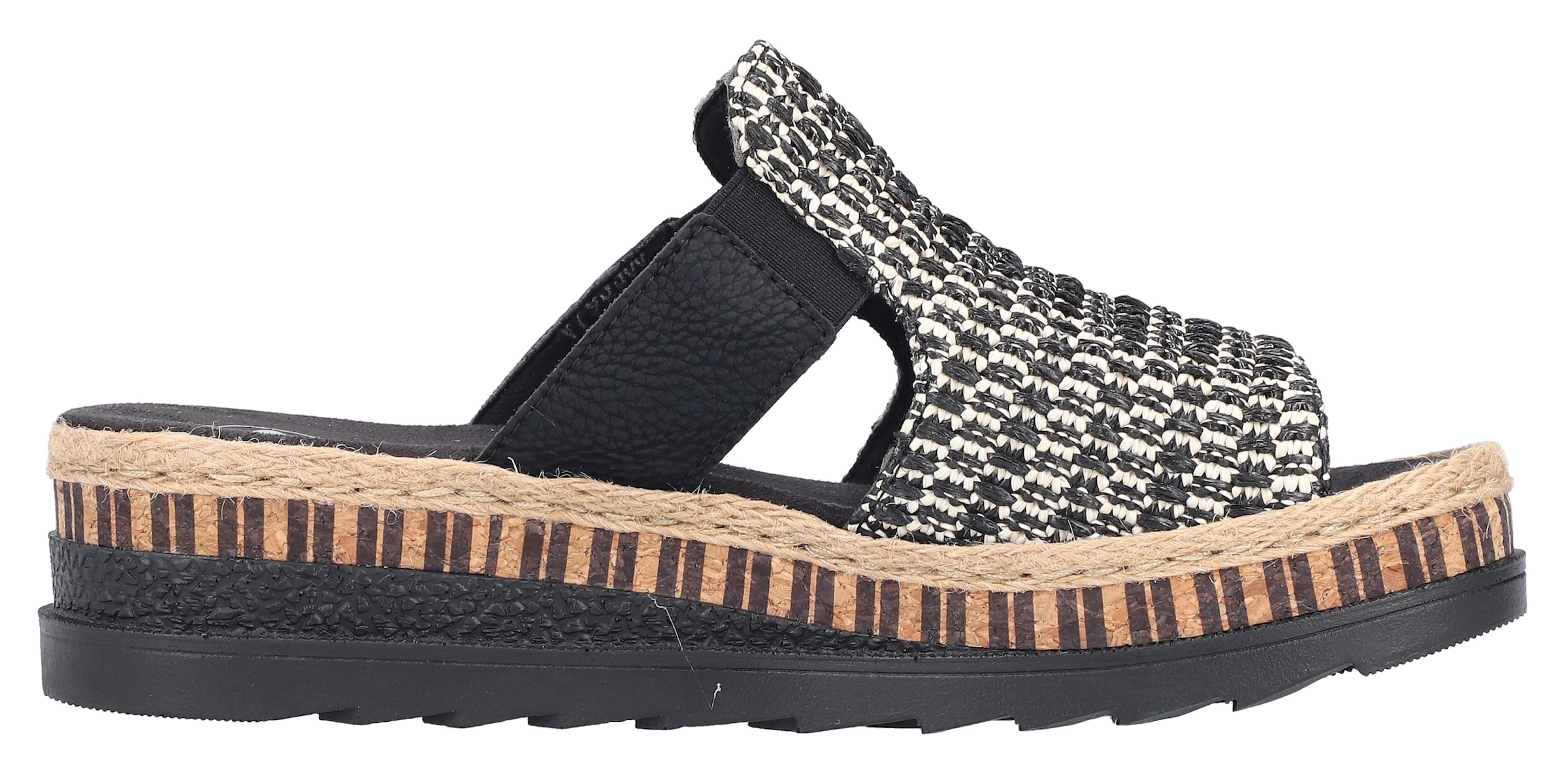 Rieker Keilpantolette, Sommerschuh, Strandschuh, Urlaubschuh, Plateau, mit Stretcheinsatz