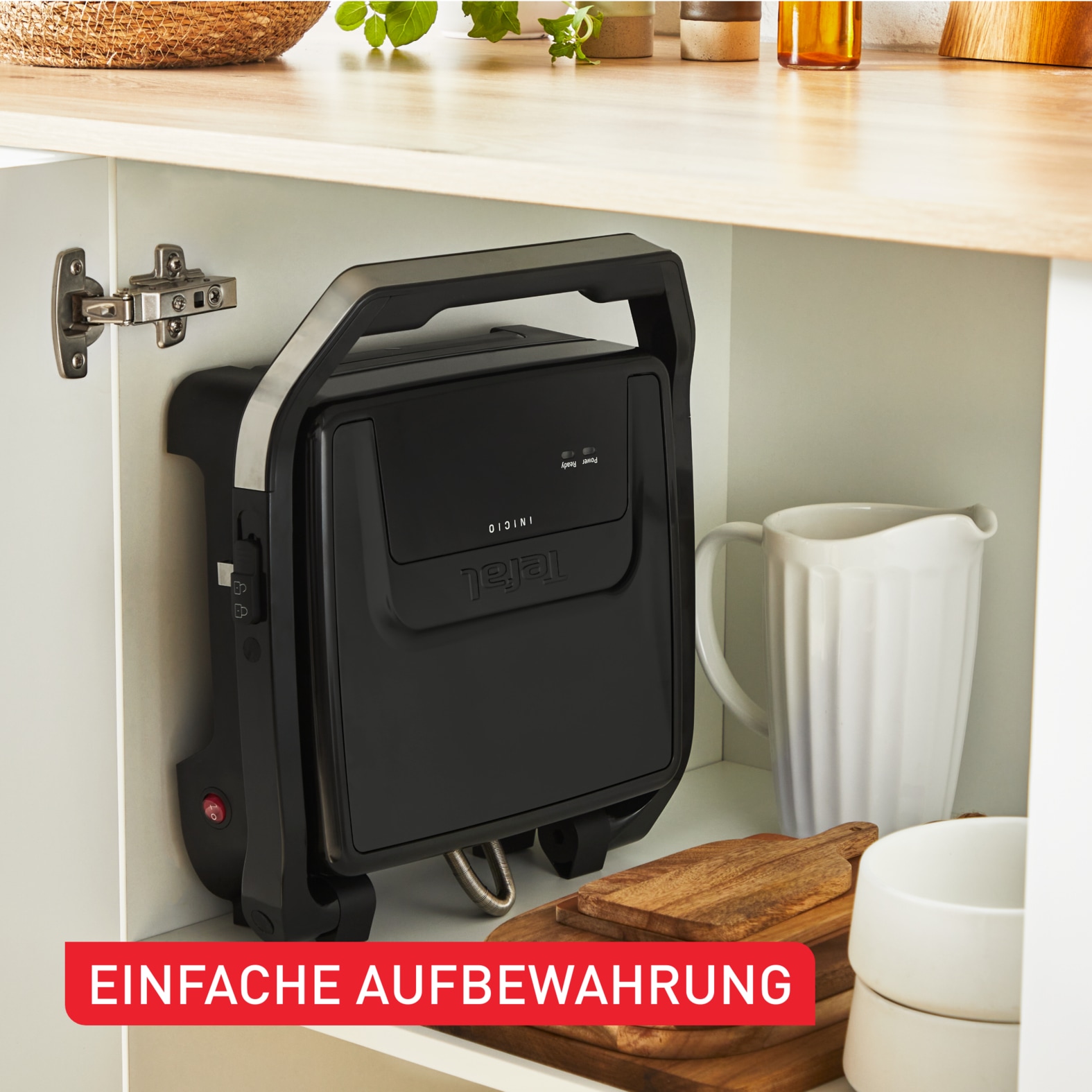 Tefal Kontaktgrill »Inicio Classic, 2-in-1 Panini/Grill, antihaftbeschichtete Platten«, 2000 W, Platzsparende Aufbewahrung, spülmaschinenfeste Saftschale, GC2718