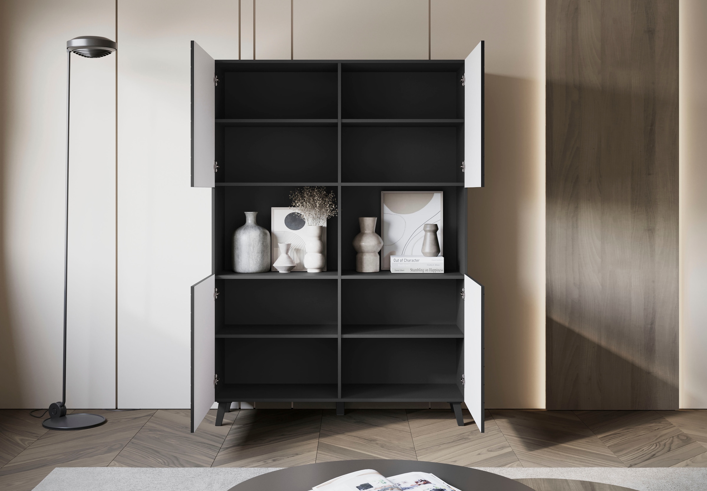 INOSIGN Highboard »PHUKET«, (1 St.), Moderne Hochkommode ohne Griffe mit 10 Fächern, Breite 120 cm