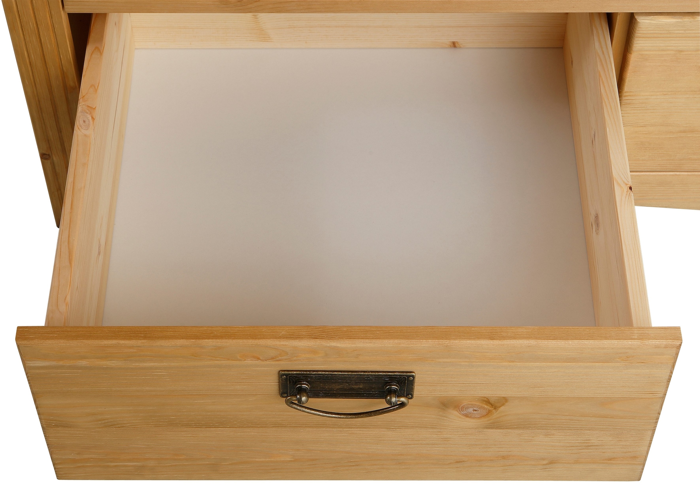 Home affaire Schlafzimmer-Set »"Konrad", komplettes Schlafzimmer mit großem Schrank« Set, Kleiderschrank 5 türig mit Schubladen, 2 Nachttische, Bett 180x200cm, 4 Stk. tlg. klassischer Landhausstil, Metallgriffe, Massivholz (Kiefer)