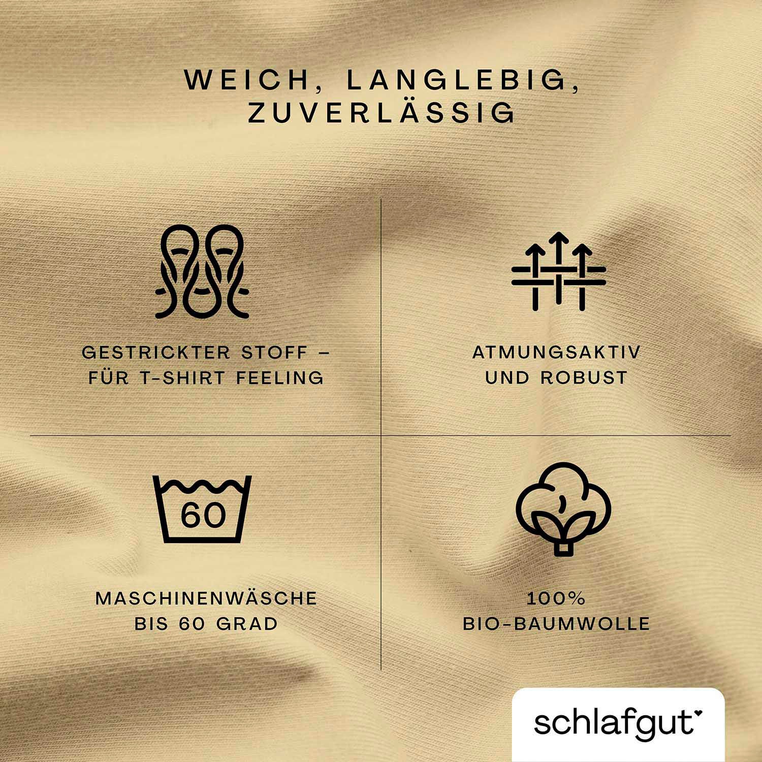 Schlafgut Spannbettlaken »CASUAL u.a. in Gr. 90x200, 140x200 oder 180x200 cm, 100% Baumwolle«, Bettlaken für Matratzen bis 25 cm Höhe, zuverlässig, langlebig, weich