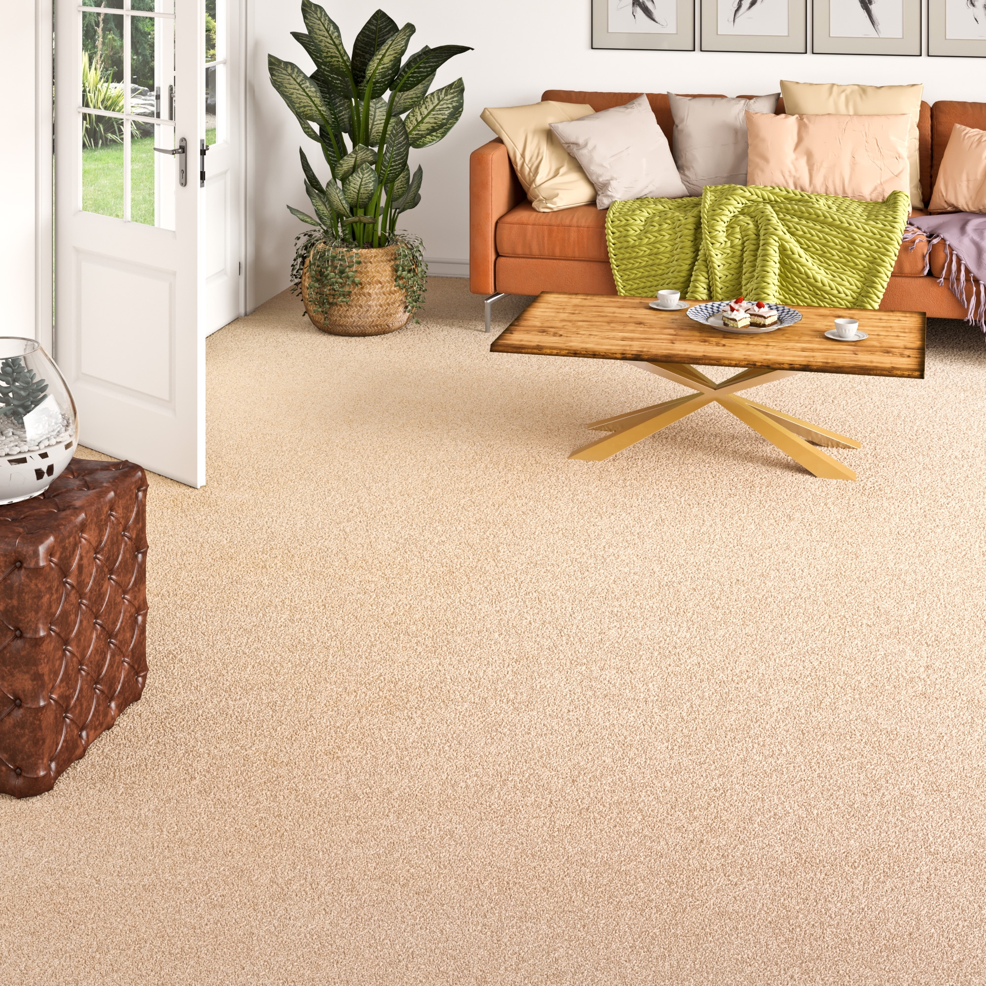 my home Teppichboden »Zephyra, Schlinge, Made in Netherlands«, rechteckig, 8 mm Höhe, Uni Farben, Breite 400 cm, Schlinge, strapazierfähig