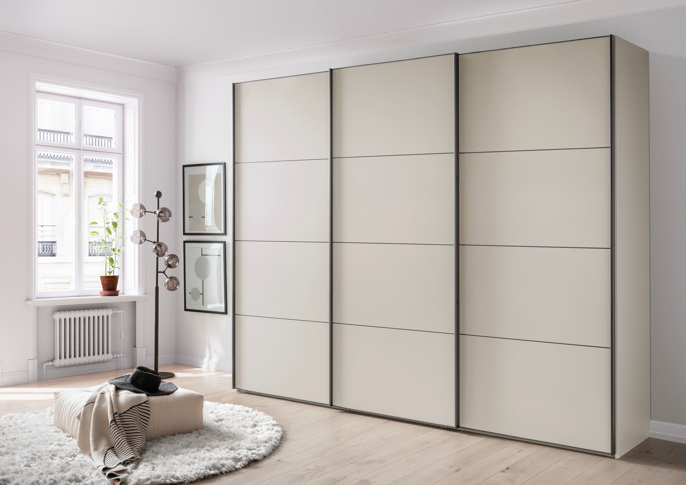 WIEMANN Schwebetürenschrank »Phoenix, Made in Germany, modernes Design, Highlight, Blickfang« Viele Farbkombinationen, in 4 Breiten und in 2 Höhen erhältlich,  maximaler Staurraum, inkl.Einlegeböden, Wäscheböden u. Dämpfer