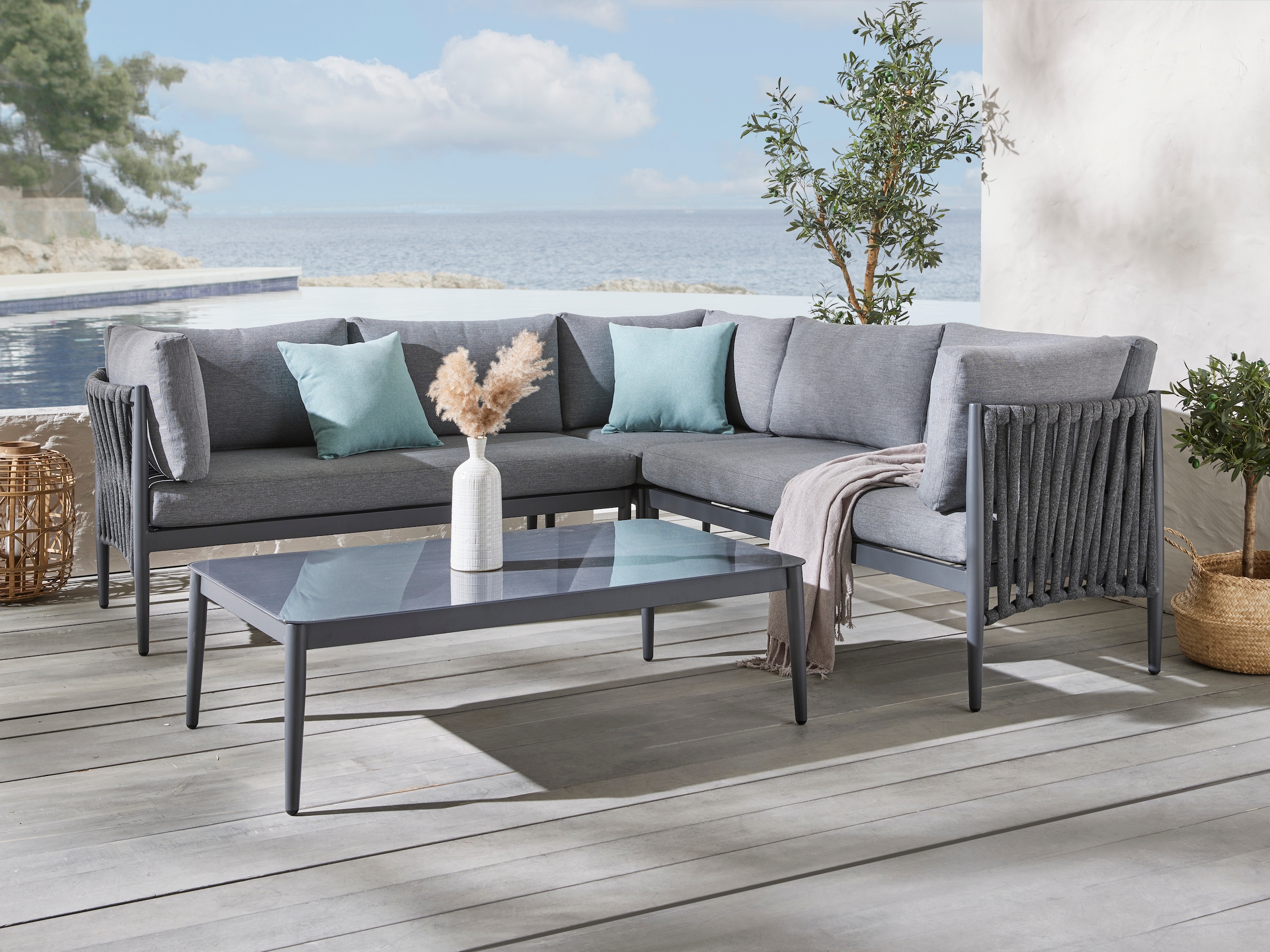 Guido Maria Kretschmer Home&Living Gartenlounge-Set »Hamburg«, (16 tlg.), mit modern-grobem Seilgeflecht und Aluminiumgestell