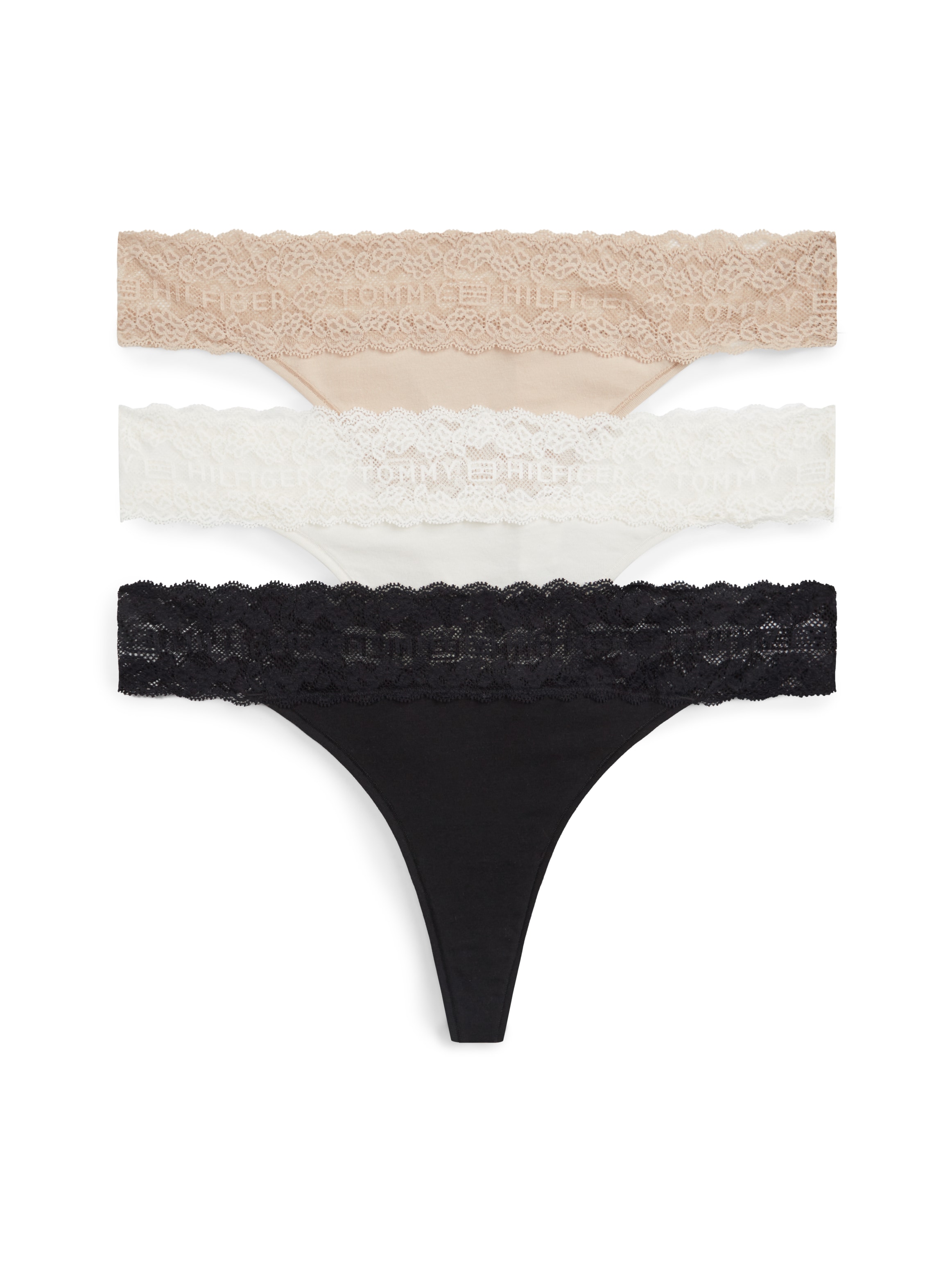 Tommy Hilfiger Underwear Tanga 3 Stk. Körpernahe Passform mit elastischem Spitzenbund